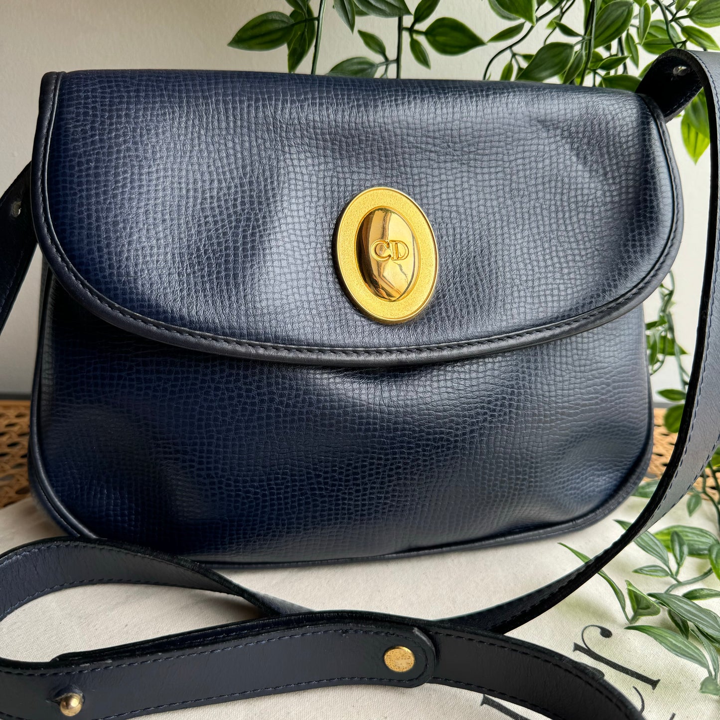Dior 1980s Navy CD Closure Two Way Bag