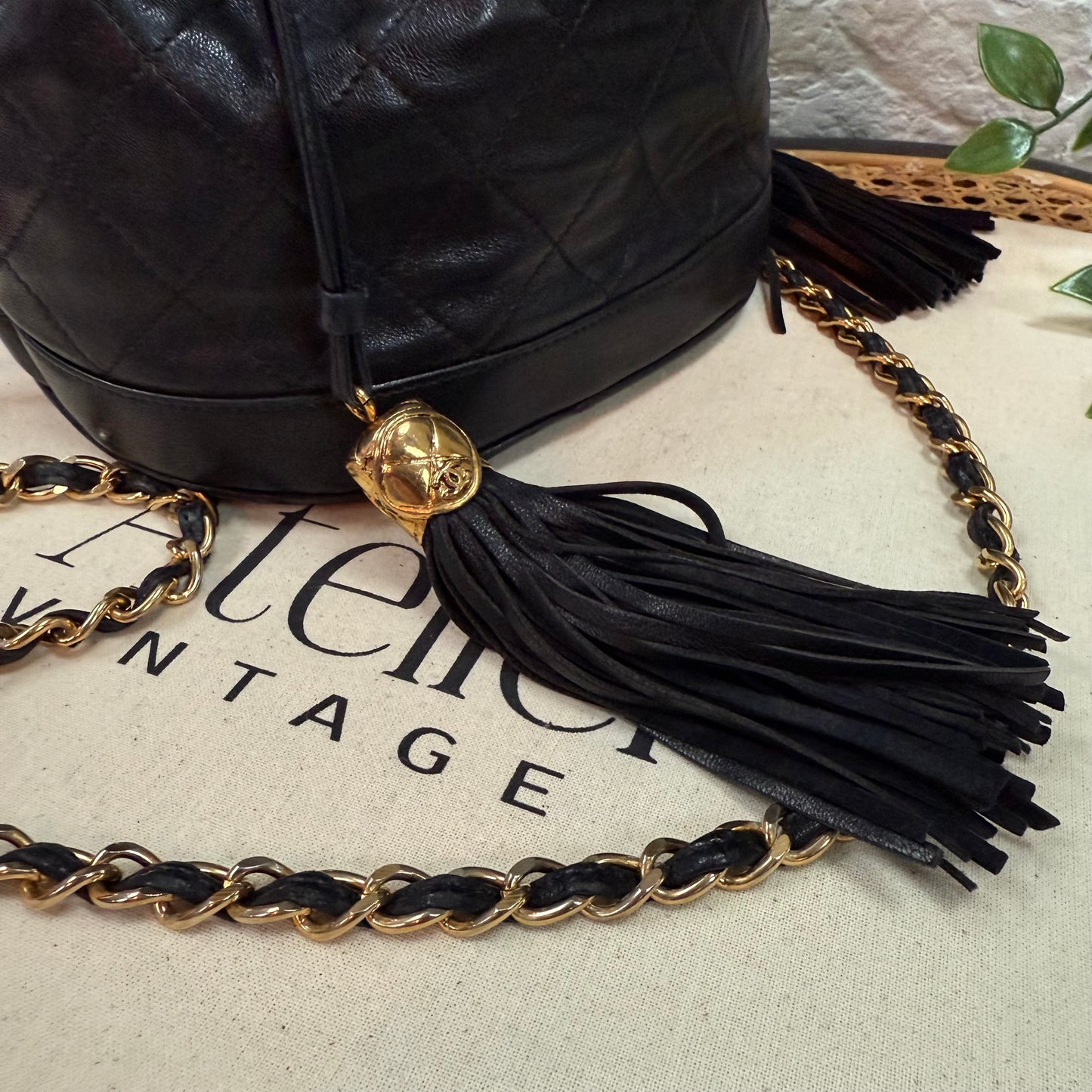 1997 Lambskin Double Tassel Bucket Bag