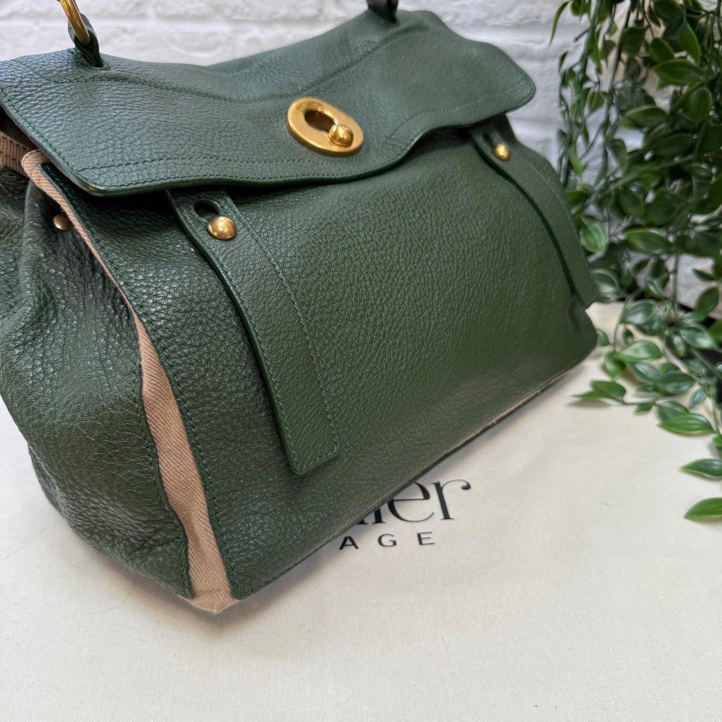 Saint Laurent 2000s Saint Laurent Khaki Muse Two Way with detachable cross Body Strap
