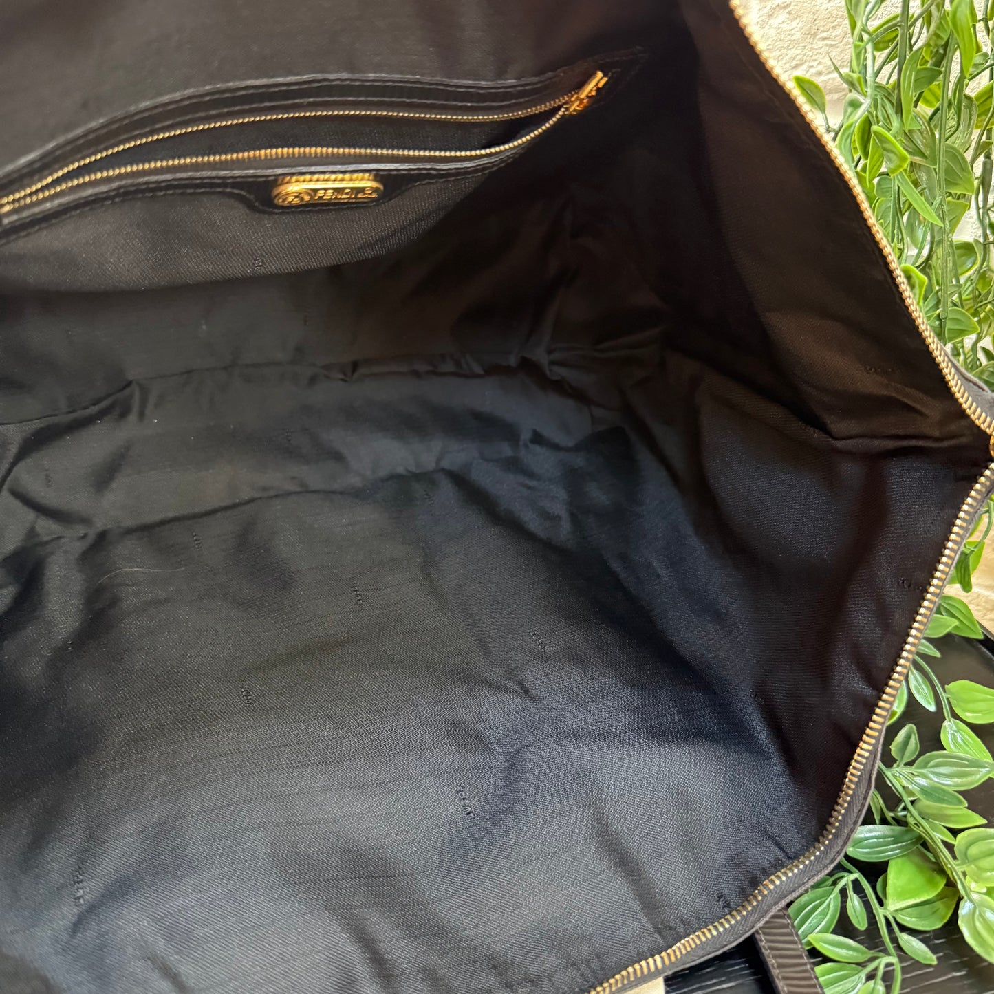 Fendi Pequin Noir Two Way Tote