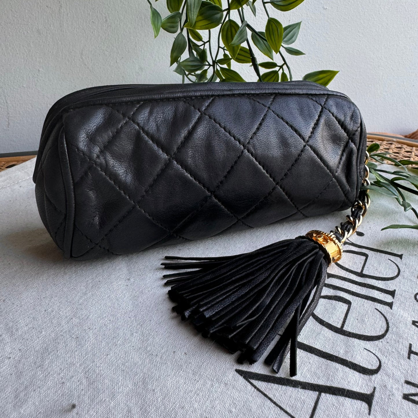 Chanel early 1990s Lambskin Tassel Pouch/Clutch