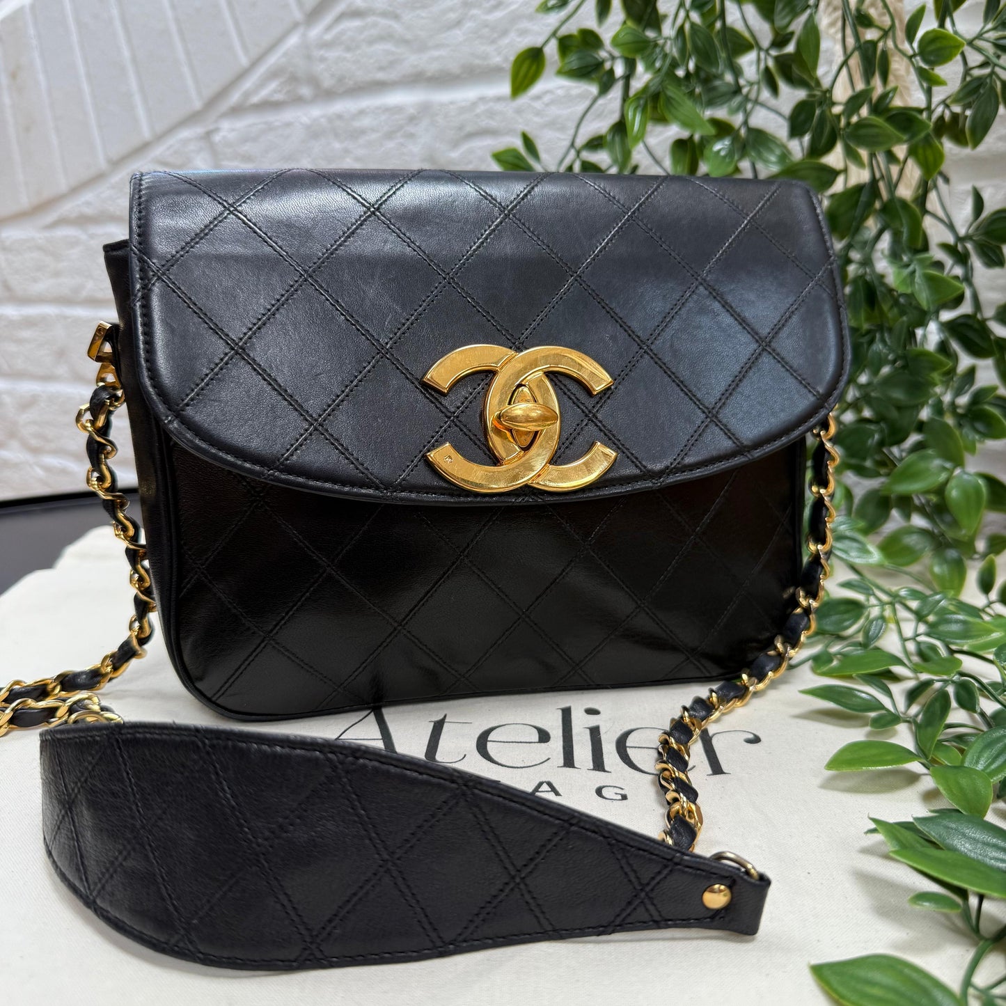 Chanel Jumbo CC Clasp Black Lambskin Cross Body