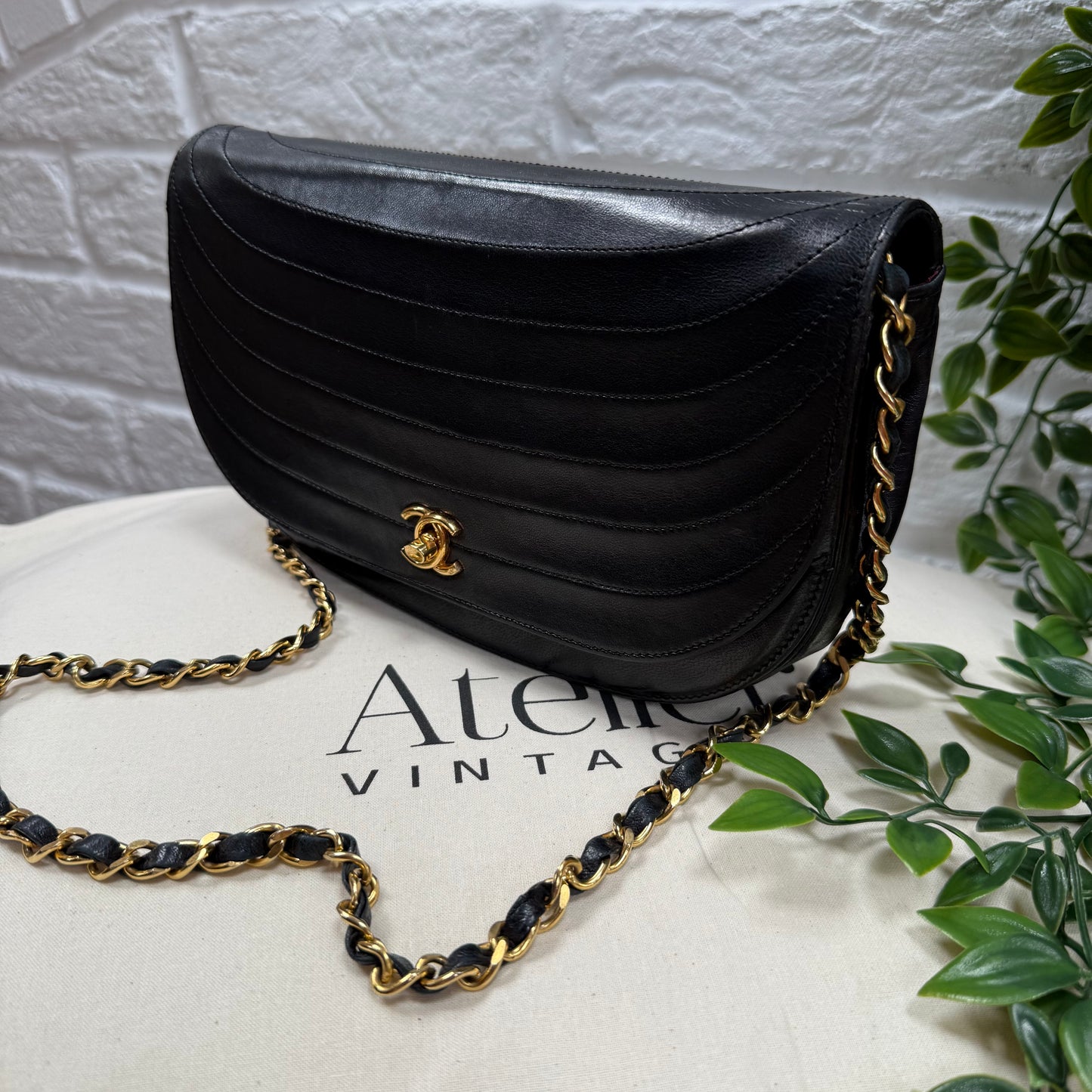 Chanel Early 1980s Quilted Half Moon CC Turnlock Single Flap