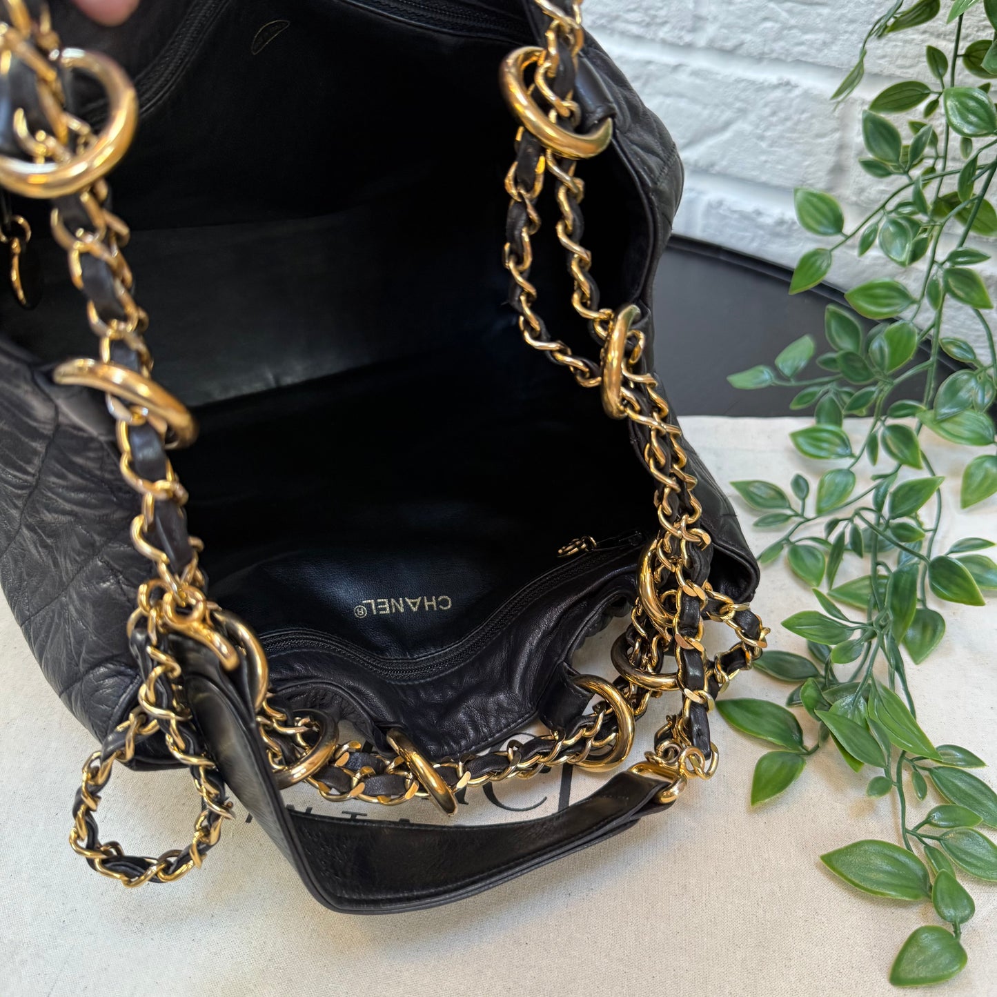 Chanel 1991 deep quilted limited edition CC ring Bucket Bag