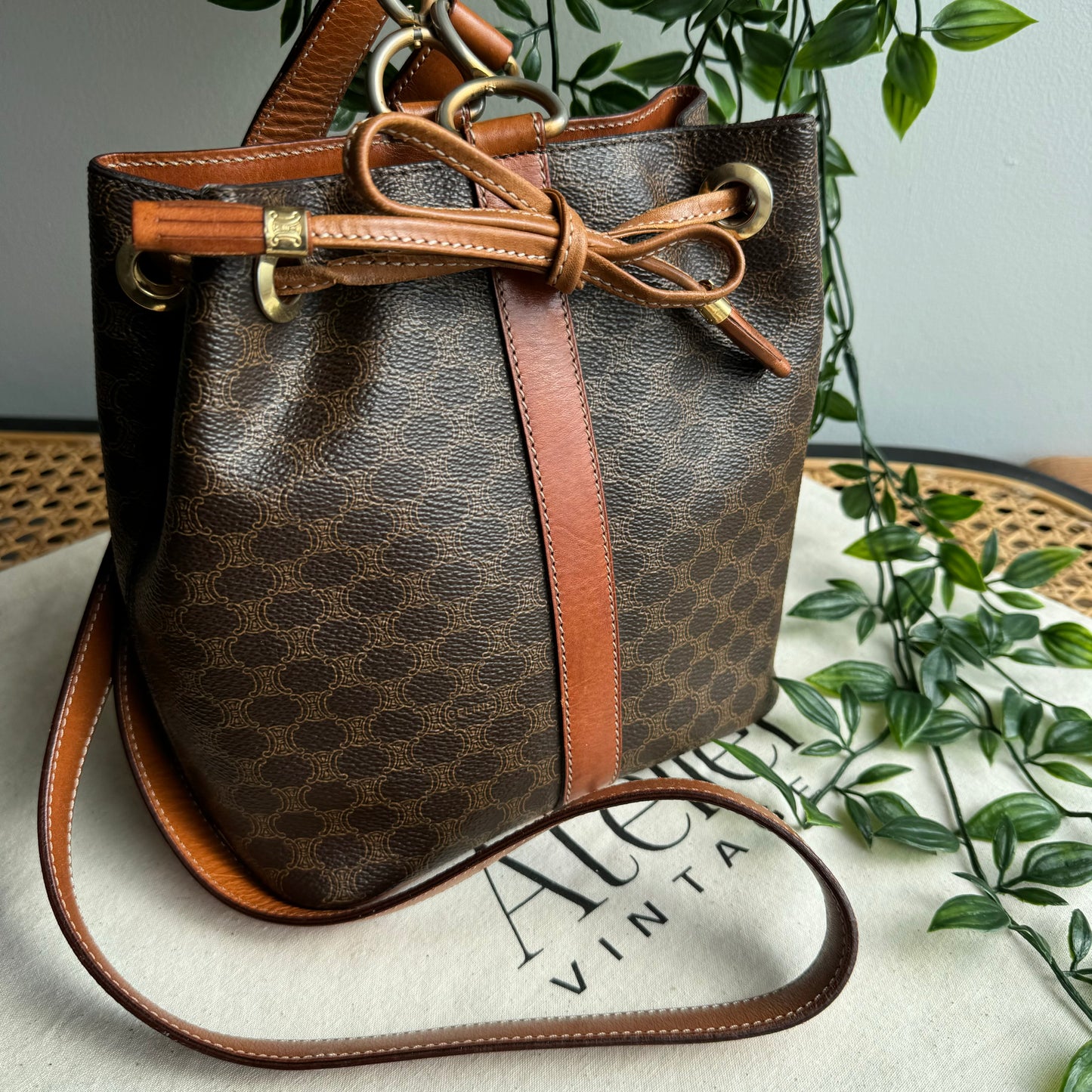 Celine 1980s Macadam Bucket Bag