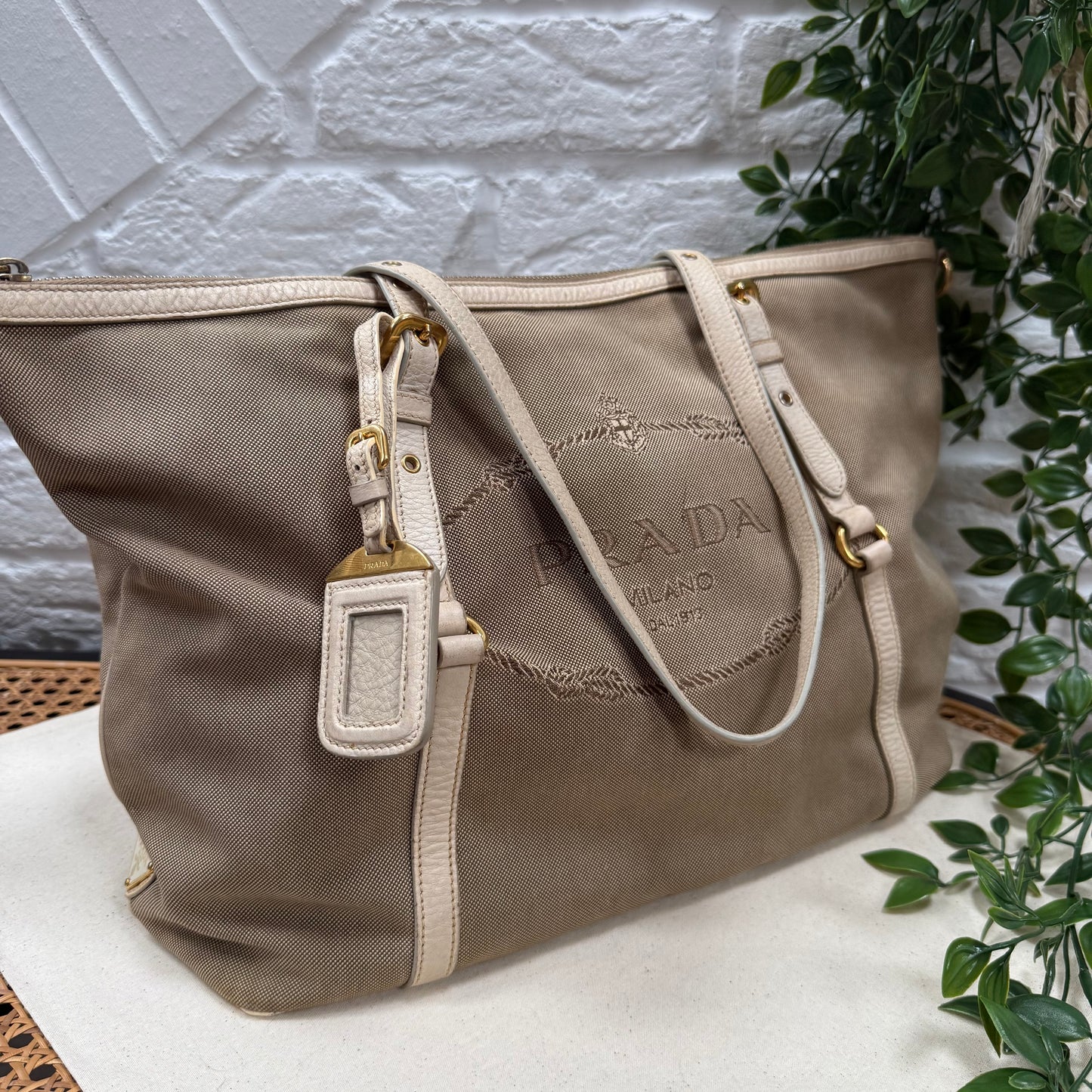 Prada Vintage Jacquard Canvas Tote