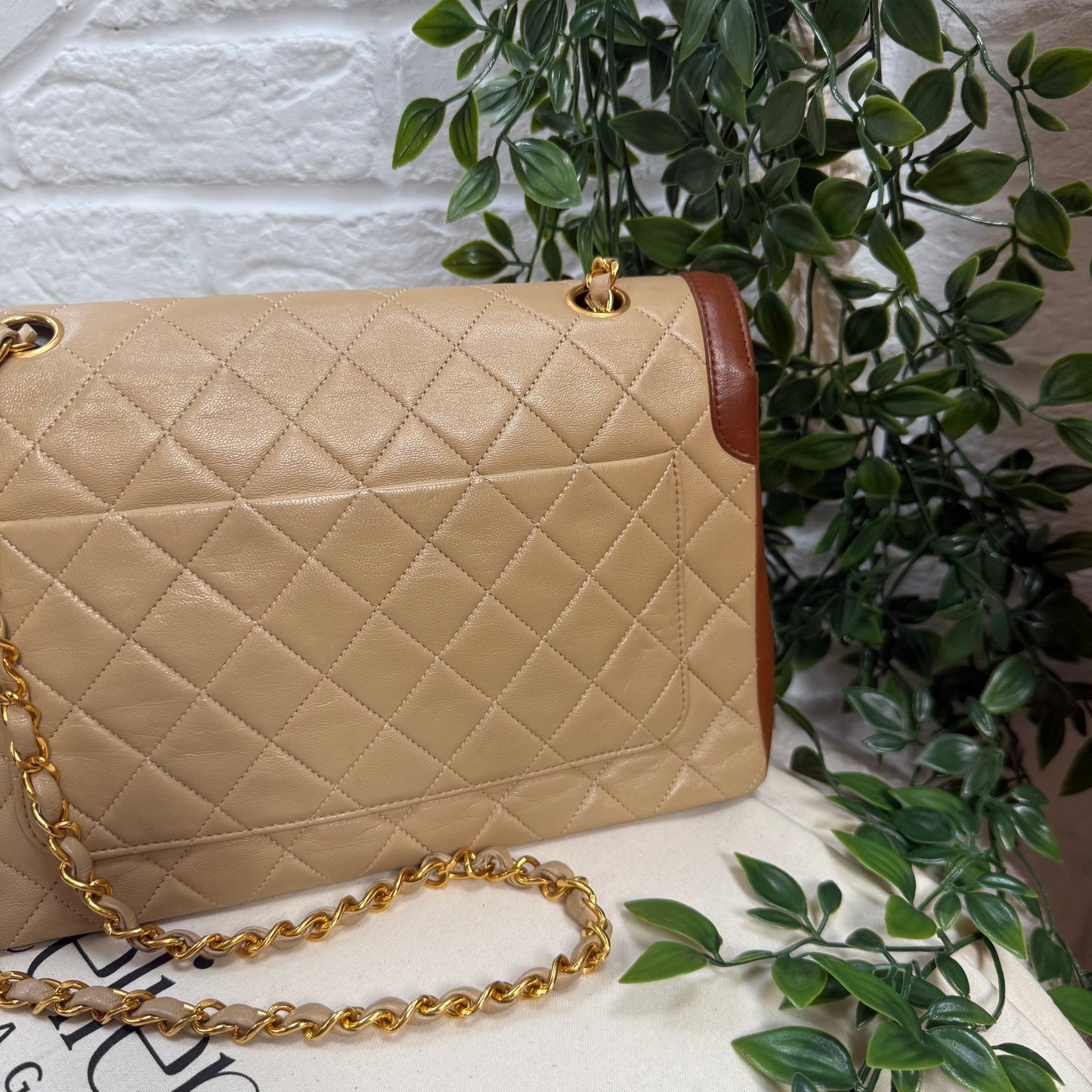 Chanel 1989 Rare Beige & Tan single flap