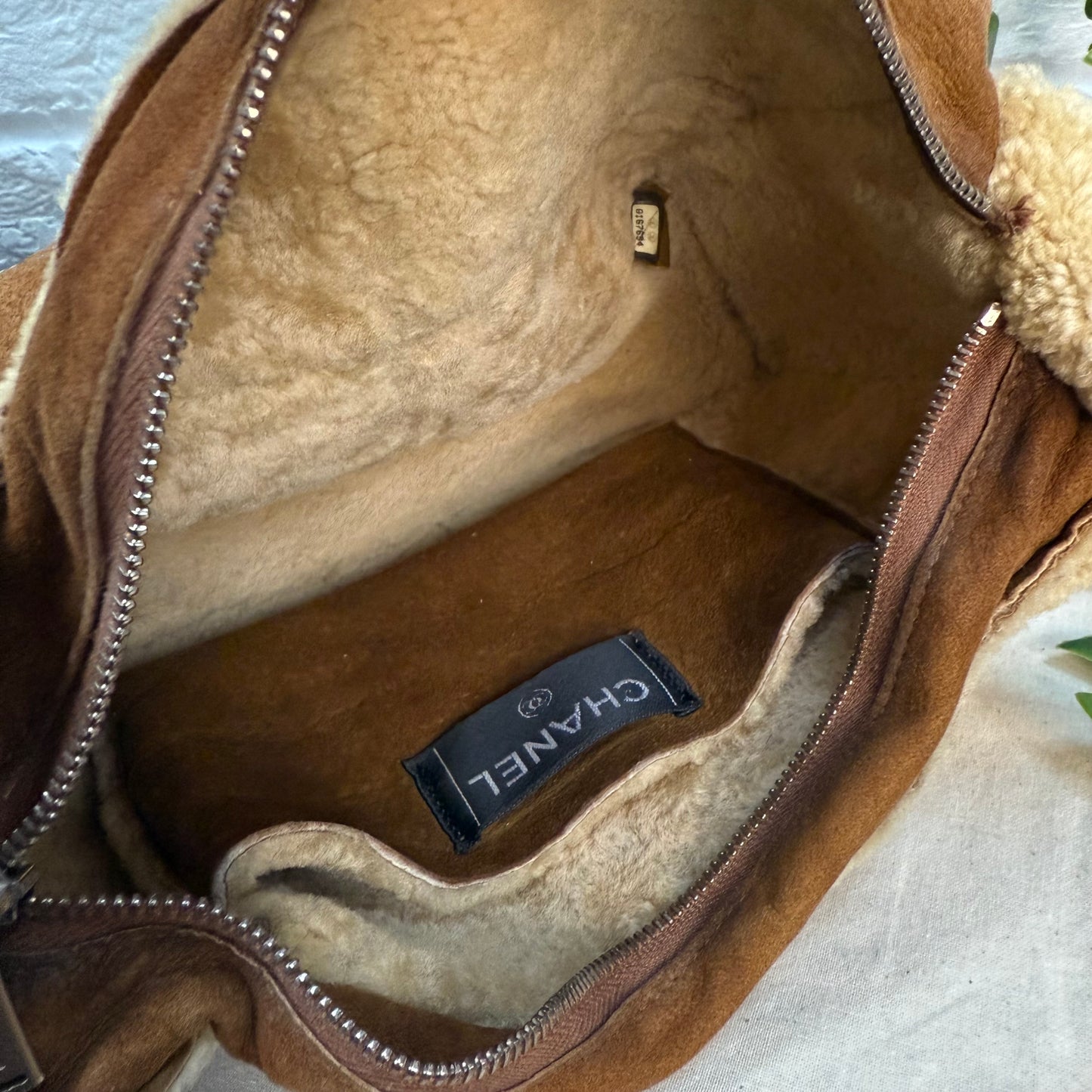 Chanel 2000 Suede & Shearling CC Shoulder Bag