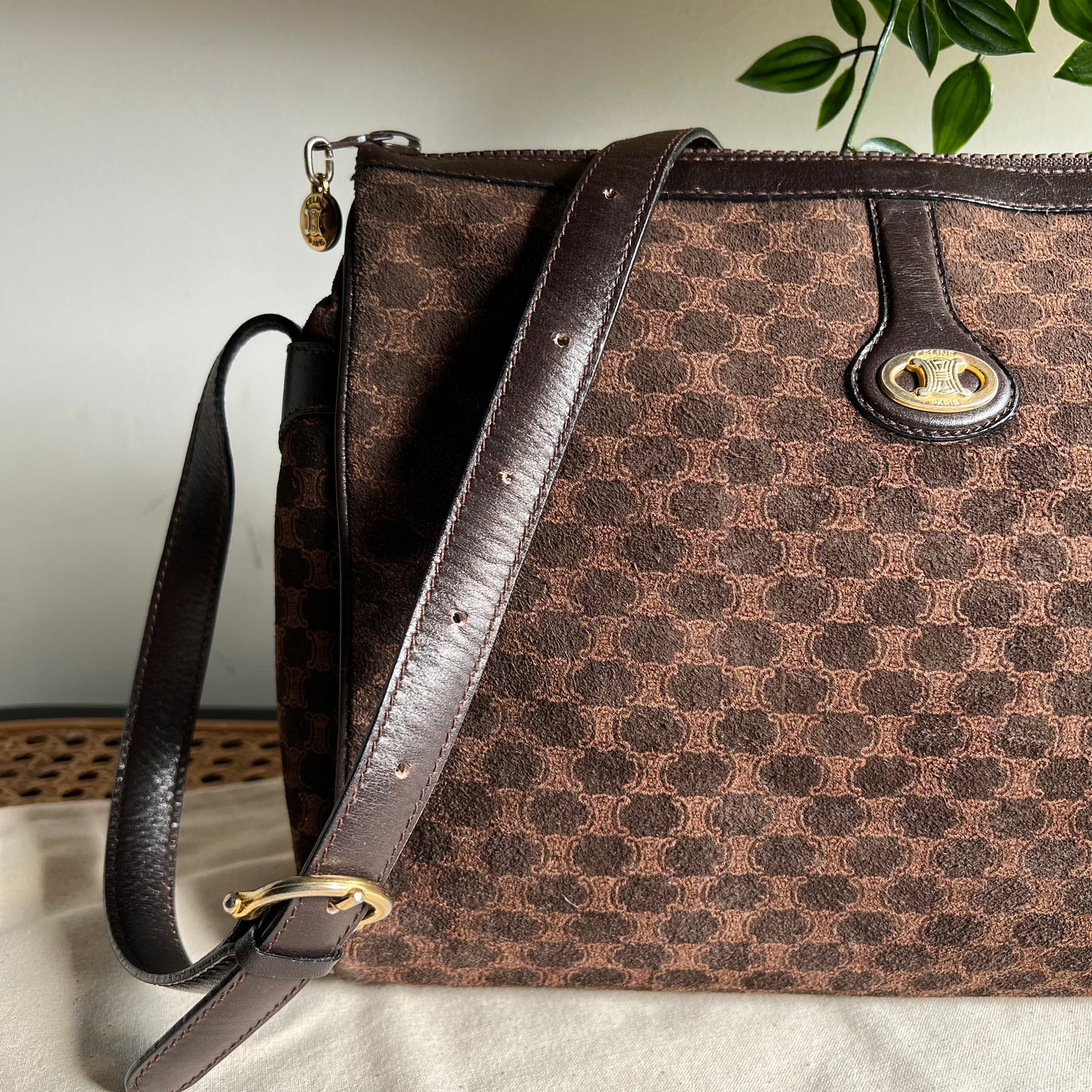 Celine Macadam Suede Cross Body Bag