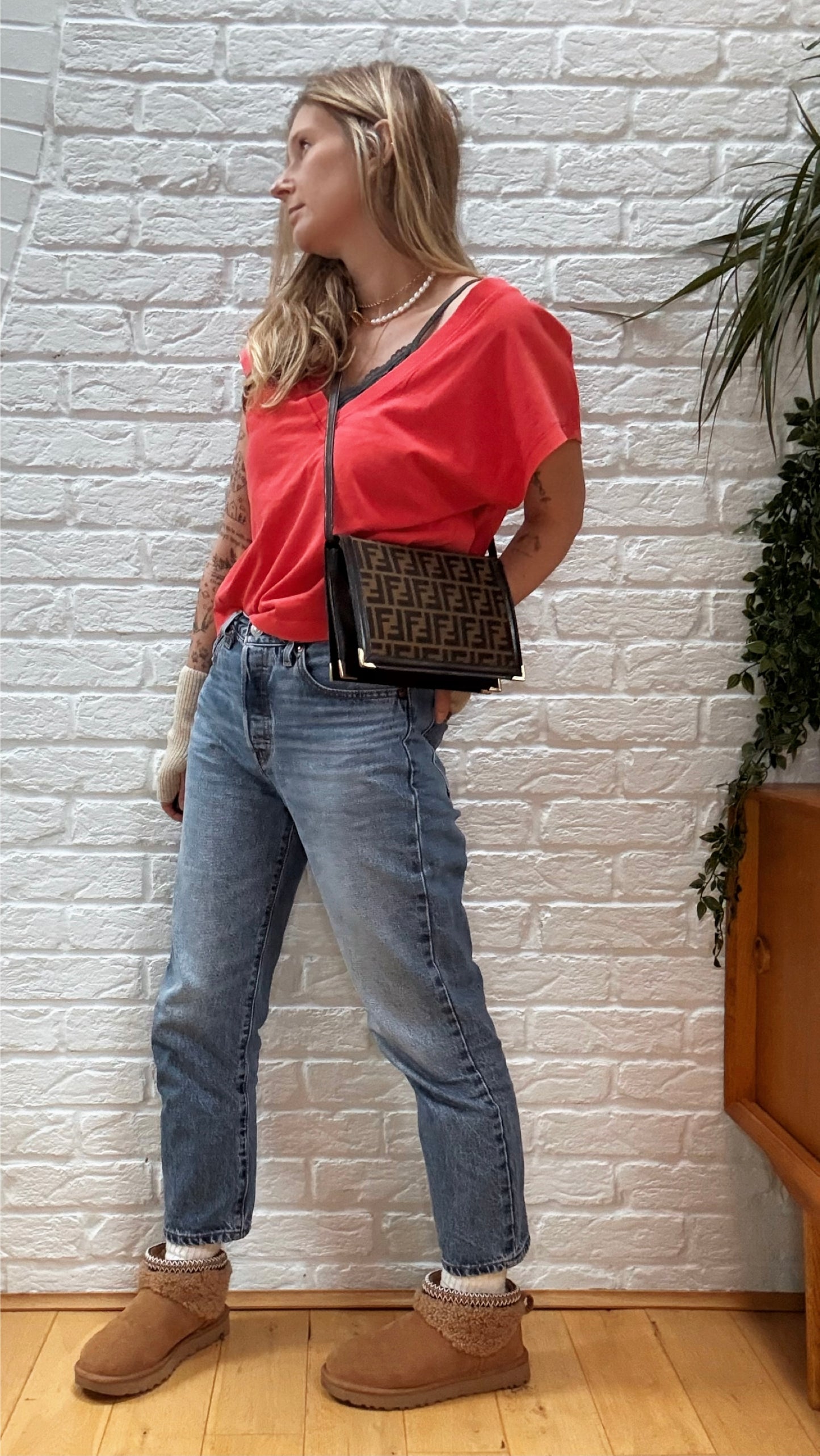 Fendi 1980s Zucca Canvas & Leather Two Way Bag