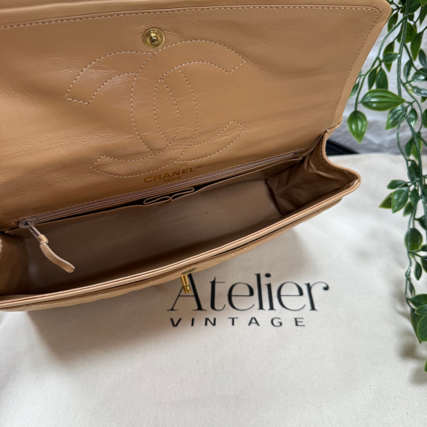 Chanel 1991 Dark Beige Paris Limited Edition Double Flap Medium