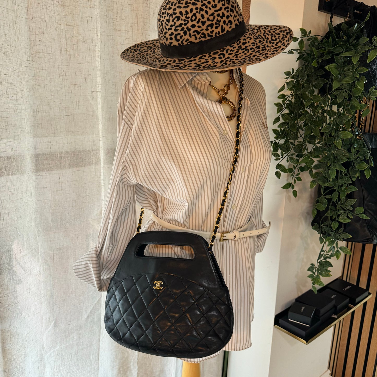 Chanel 1989 Quilted Lambskin Top Handle Two Way Bag