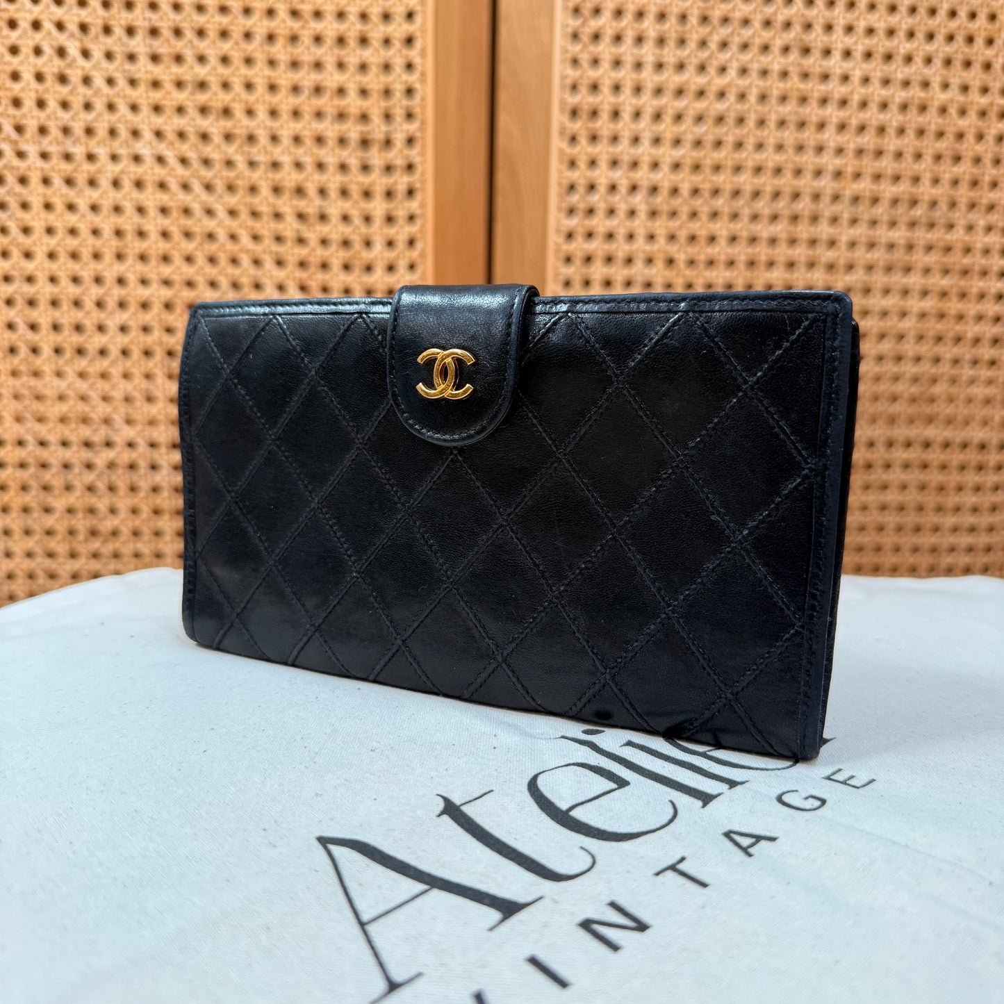 Chanel 1996 Lambskin Leather CC Kisslock Purse