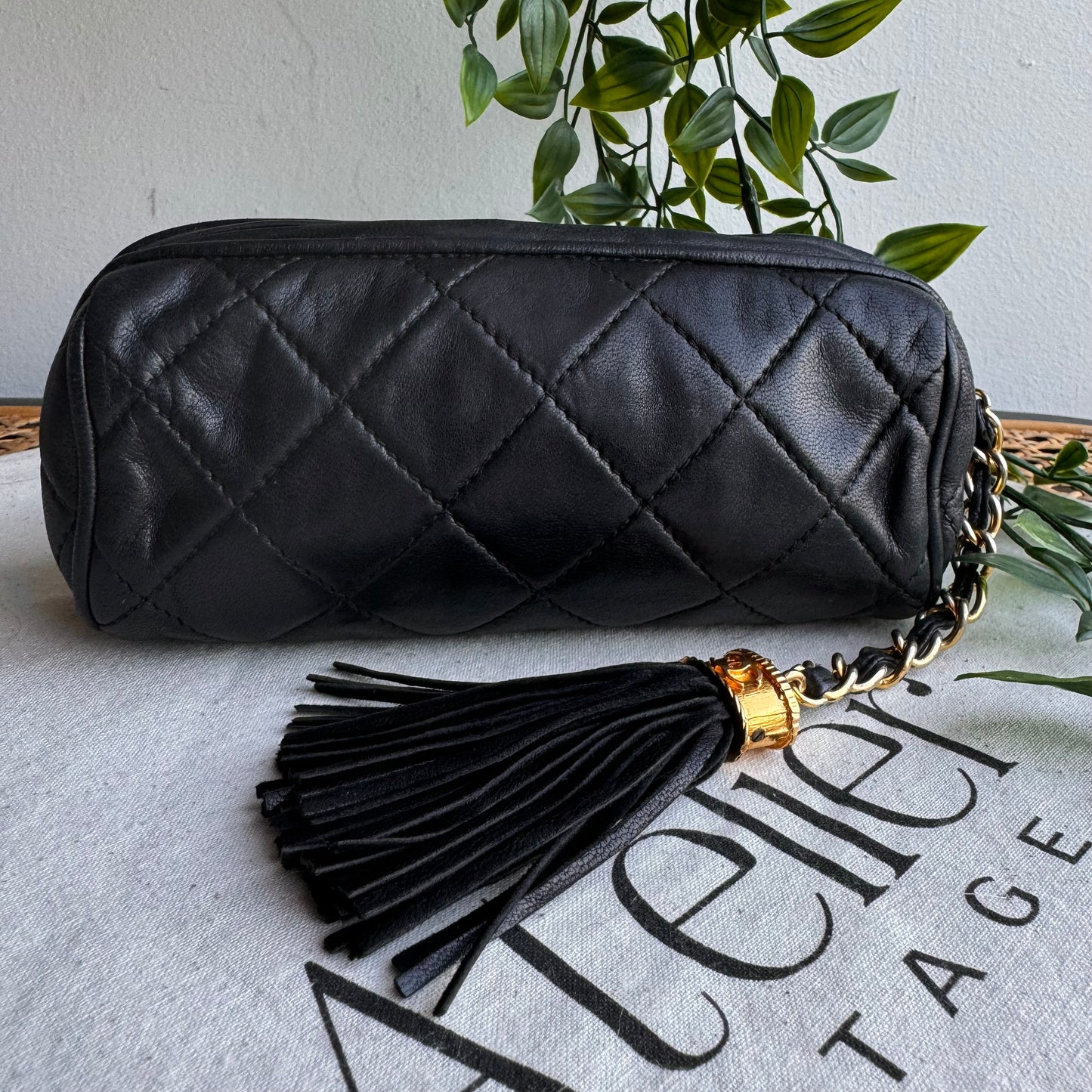 Chanel early 1990s Lambskin Tassel Pouch/Clutch