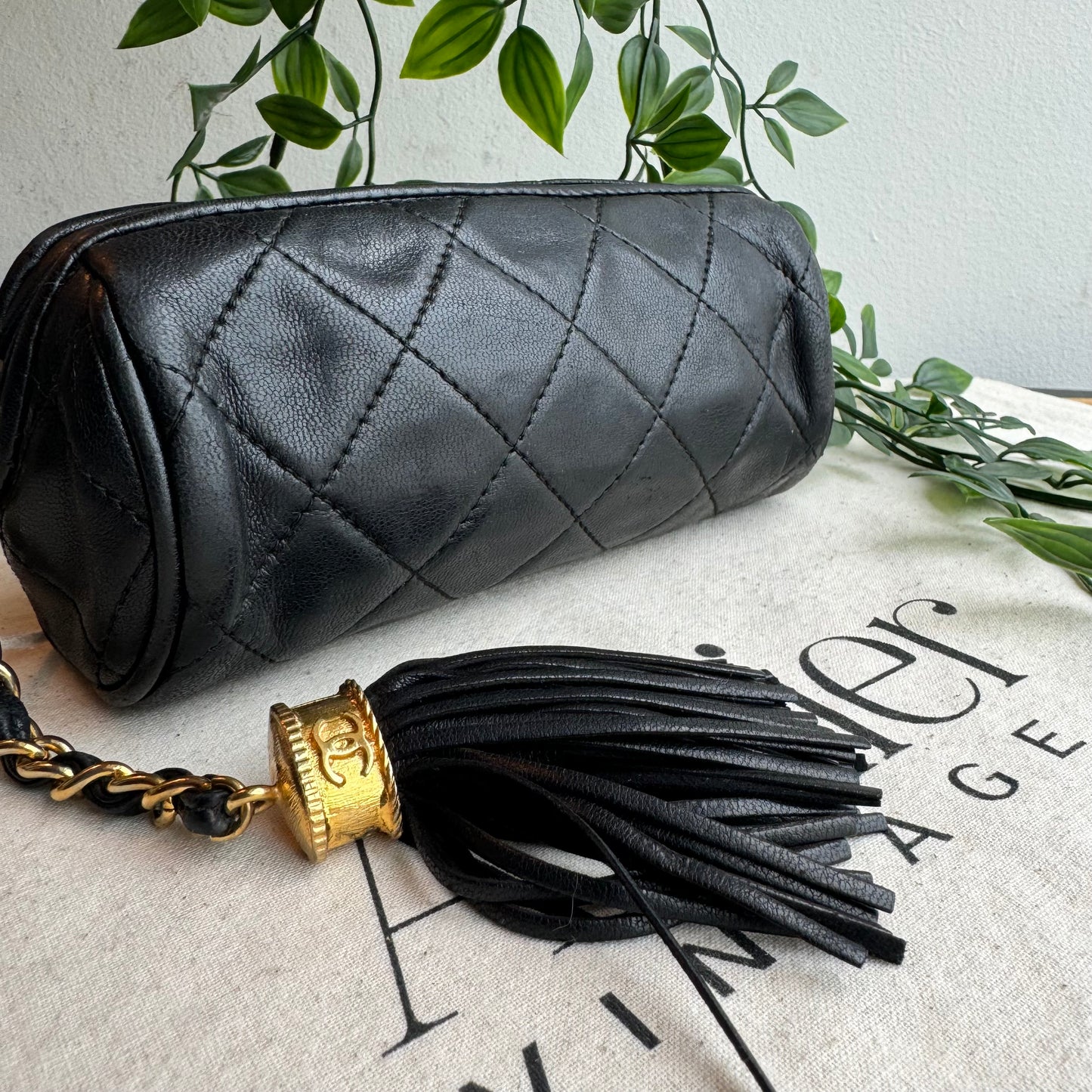 Chanel early 1990s Lambskin Tassel Pouch