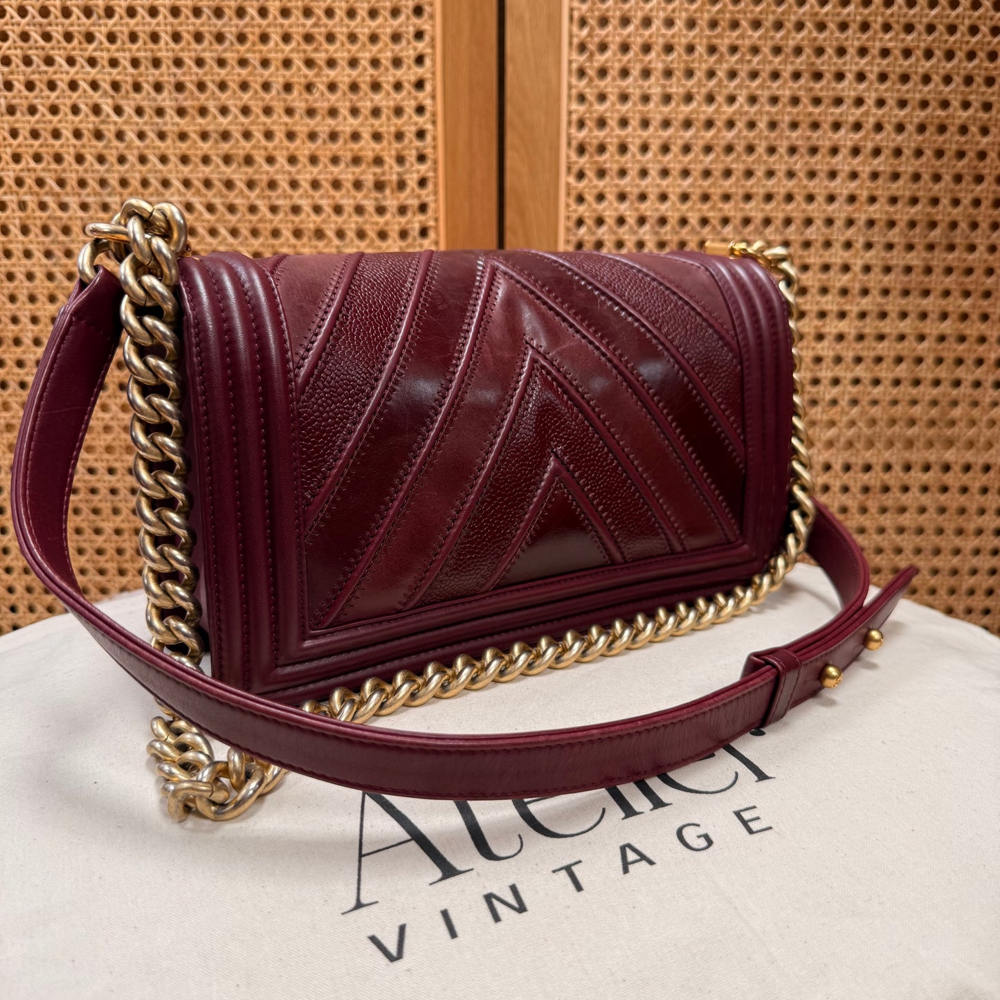 Chanel Rare 2016 Bordeaux Le Boy in Caviar mix