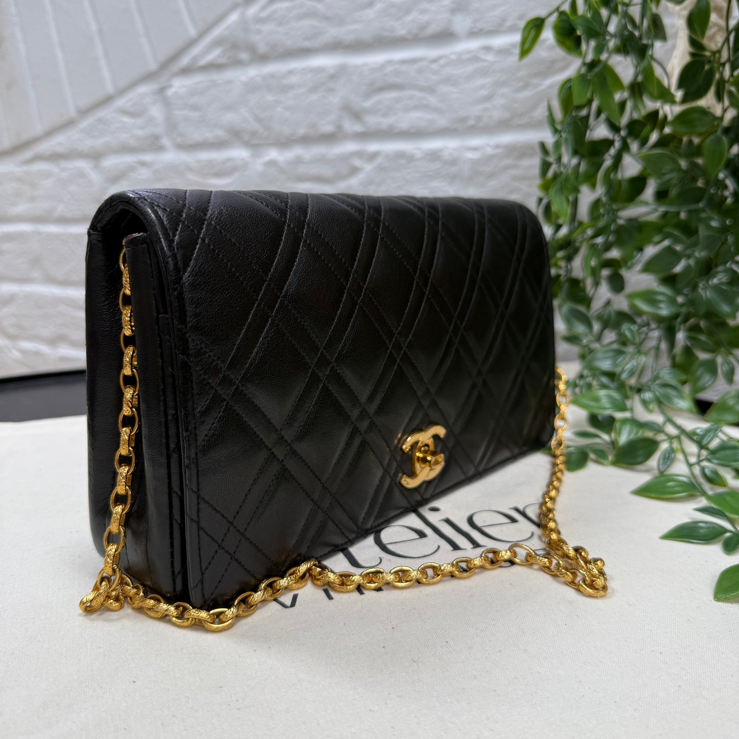 Chanel Rare 1986 Double Diamond Quilted Bijoux Chain Classic Rectangle