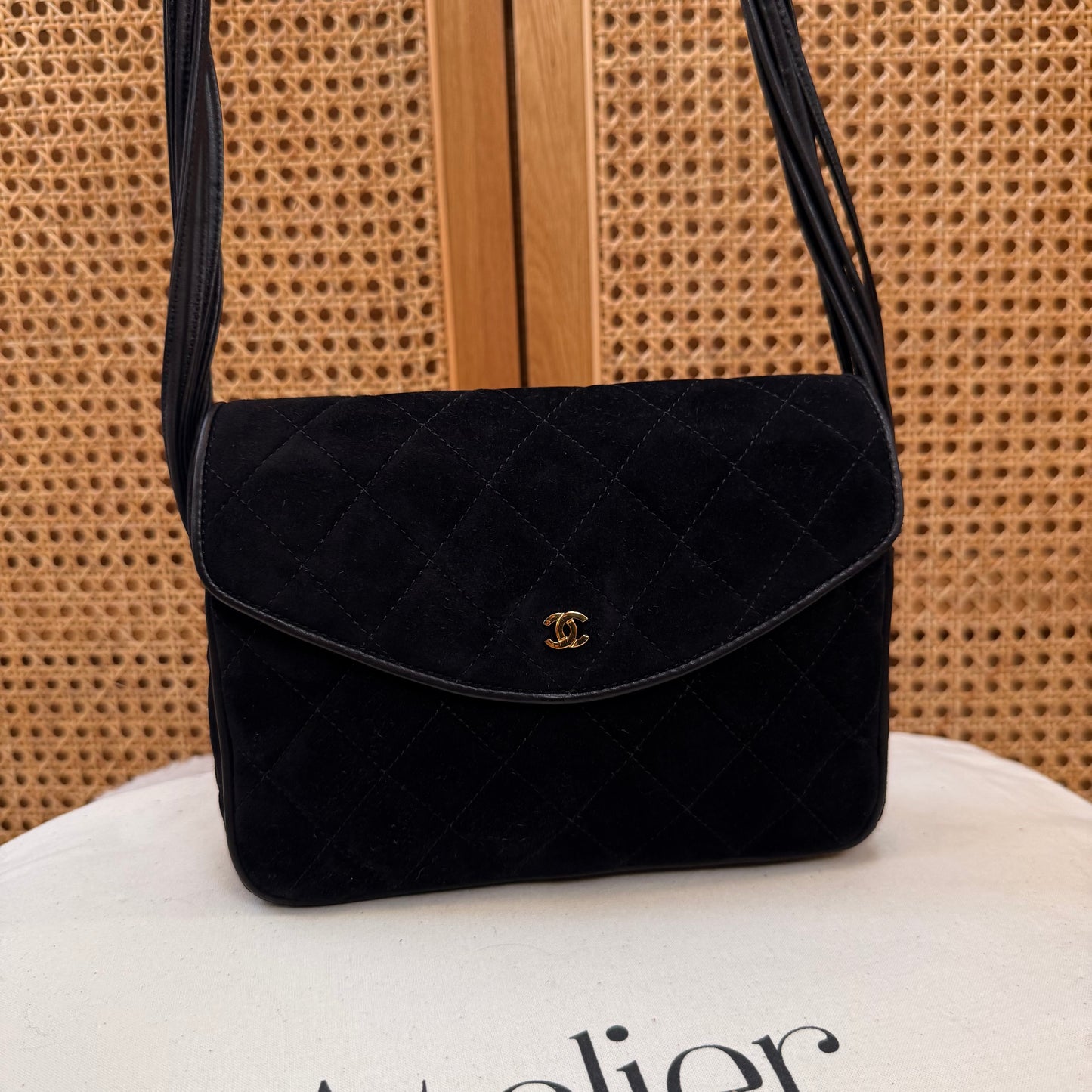 Chanel 1986 Suede & Multi-strand Leather Shoulder Bag