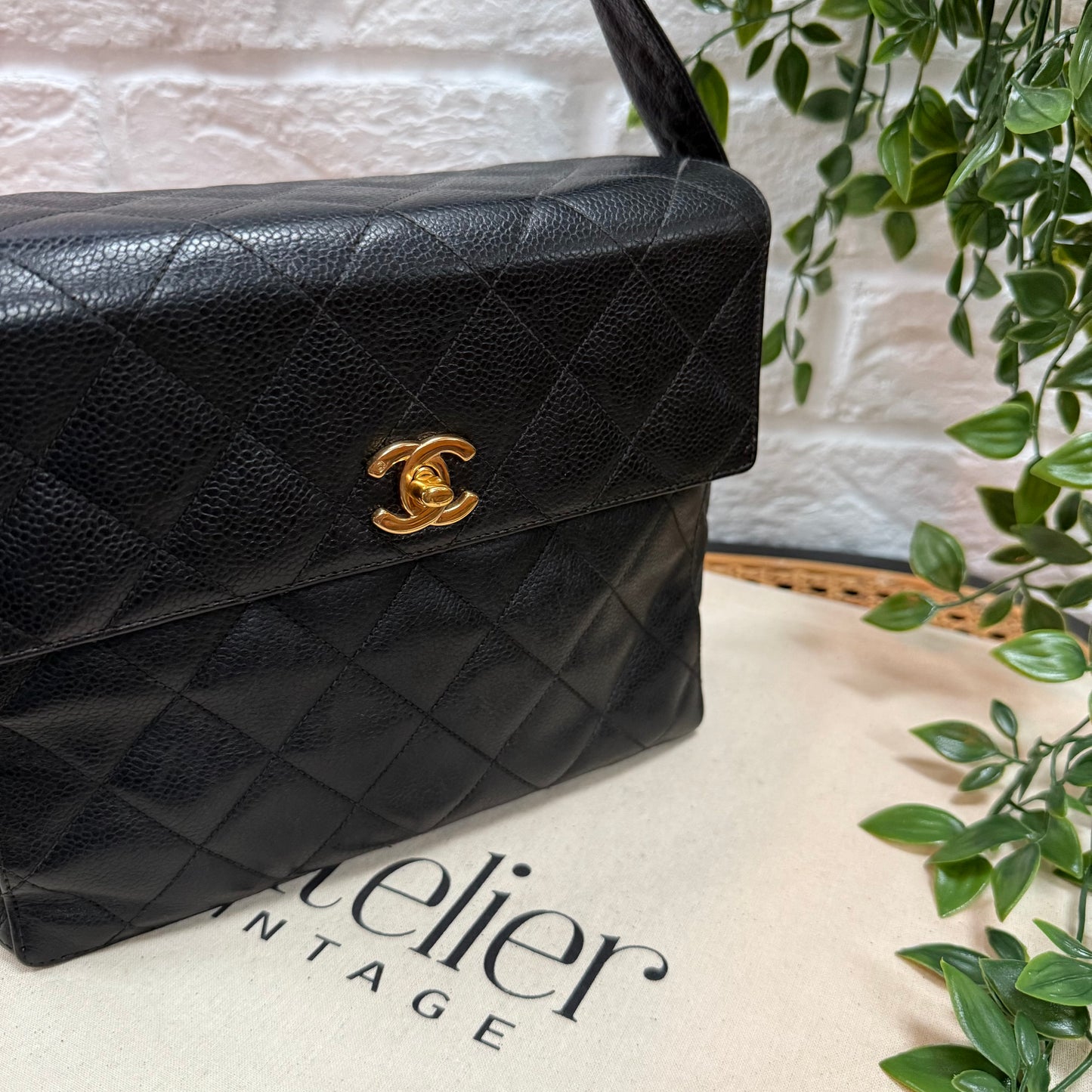 Chanel Collectors Piece 1994 Caviar Cross Body Box Bag with Vanity Mirror