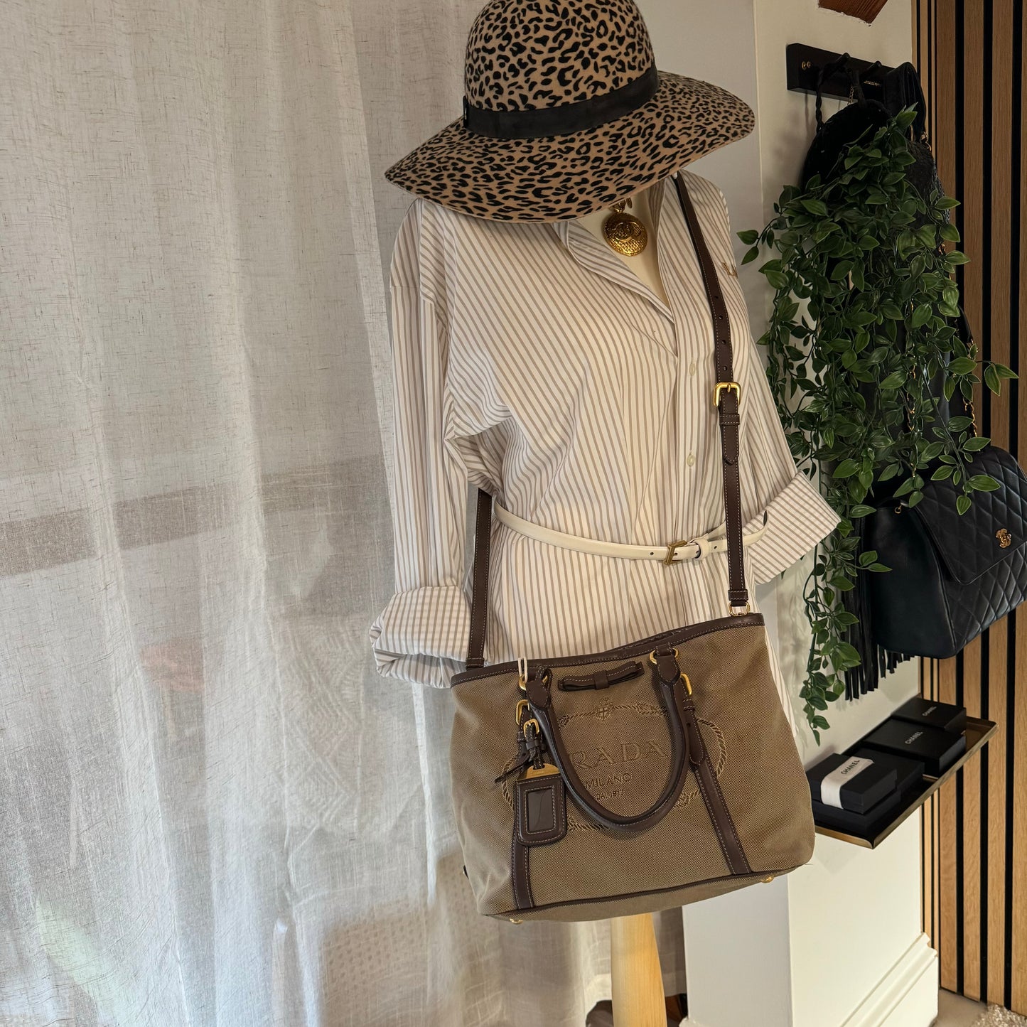 Prada Vintage Canvas Two Way Tote