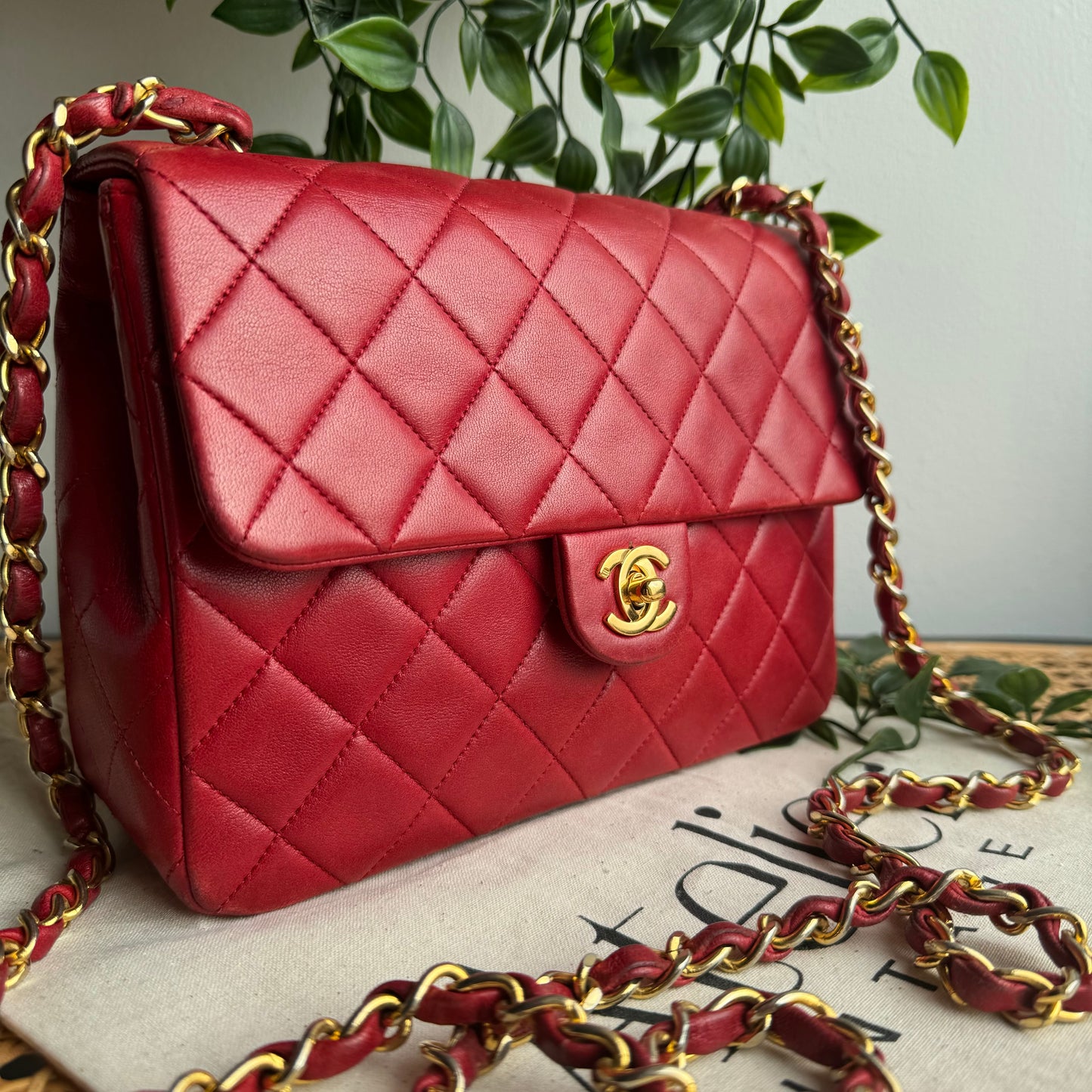 Chanel 1989 Red Classic Square Single Flap Medium