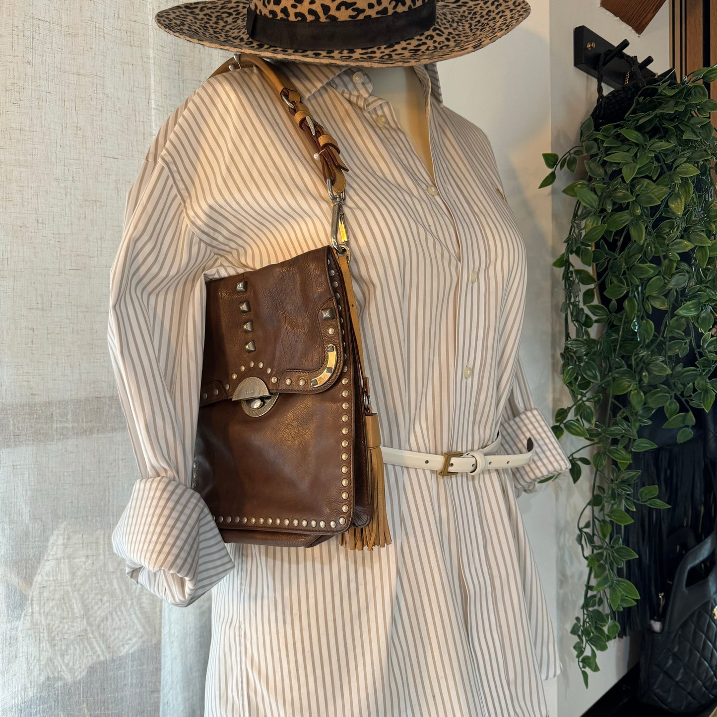 Prada Vintage Studded Leather Shoulder Bag