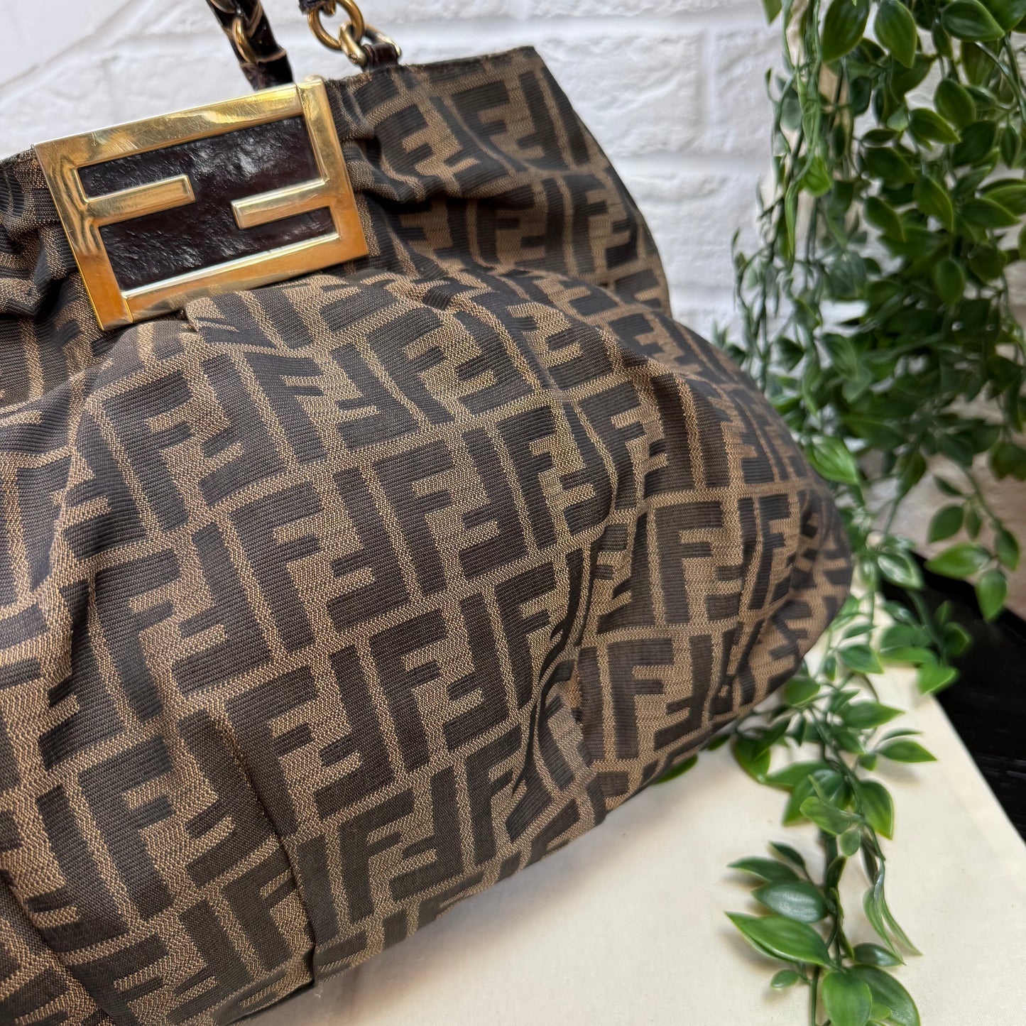 Fendi 1990s Mia Zucca Print Chain Strap Tote