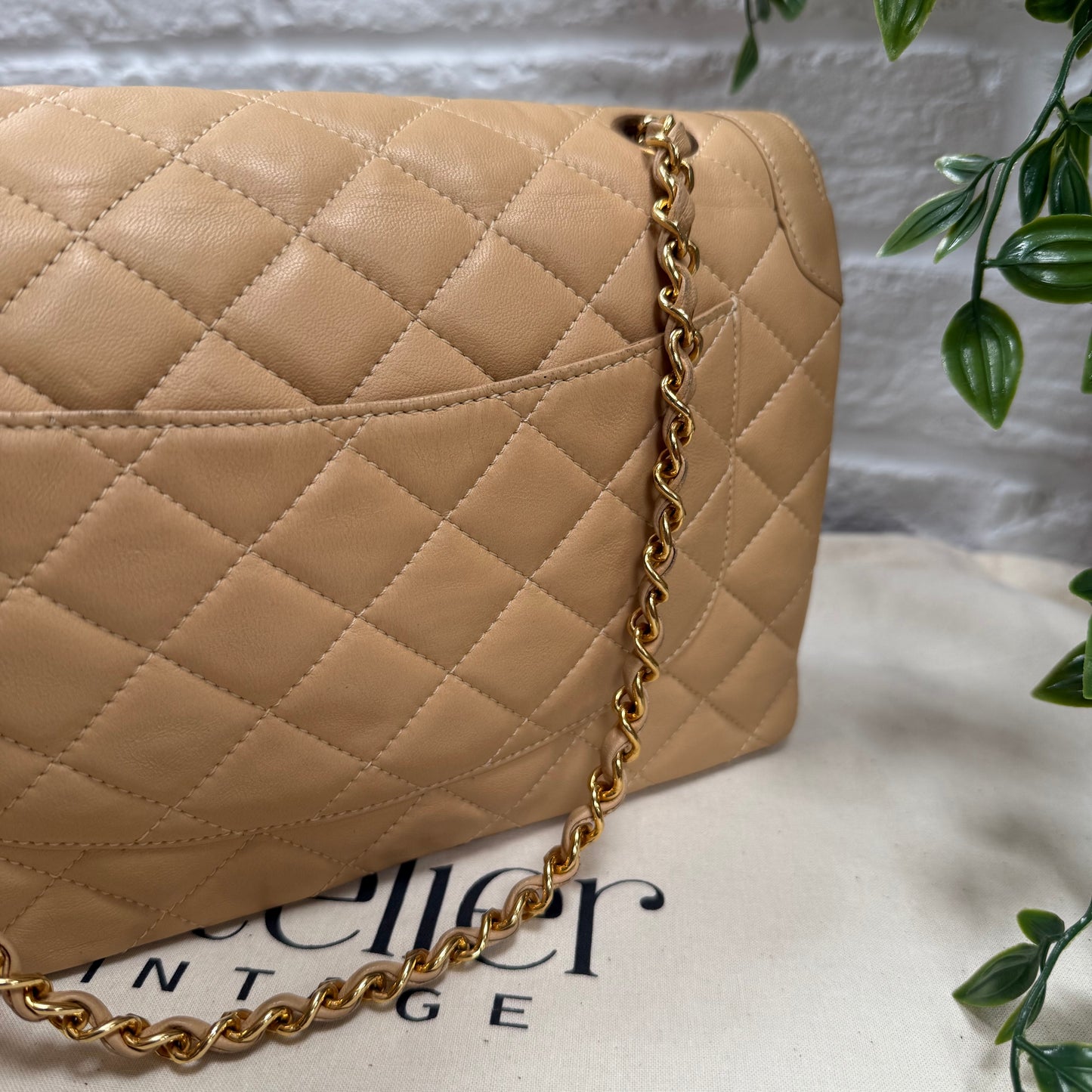 Chanel 1991 Dark Beige Paris Limited Edition Double Flap Medium