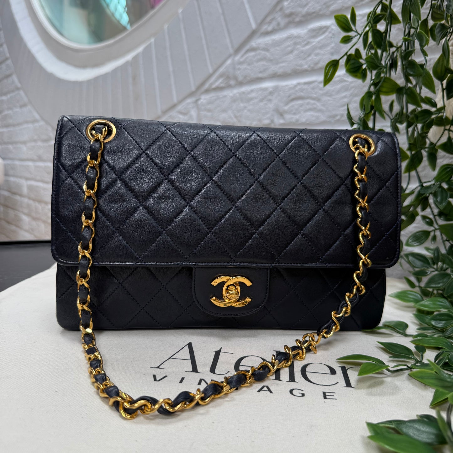 Chanel 1986 Navy Double Flap Medium