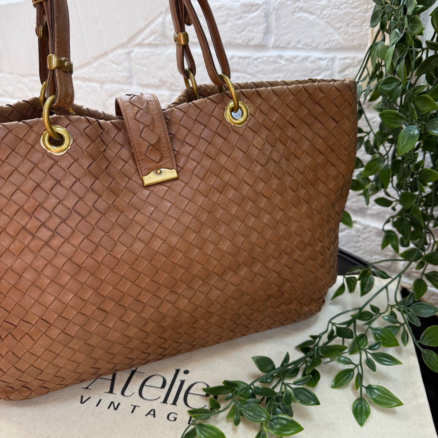 Bottega Veneta 1990s Tan Intrecciato Tote