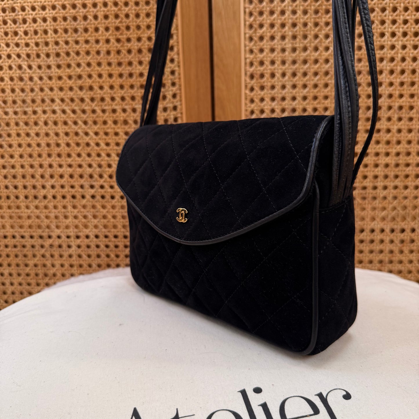Chanel 1986 Suede & Multi-strand Leather Shoulder Bag