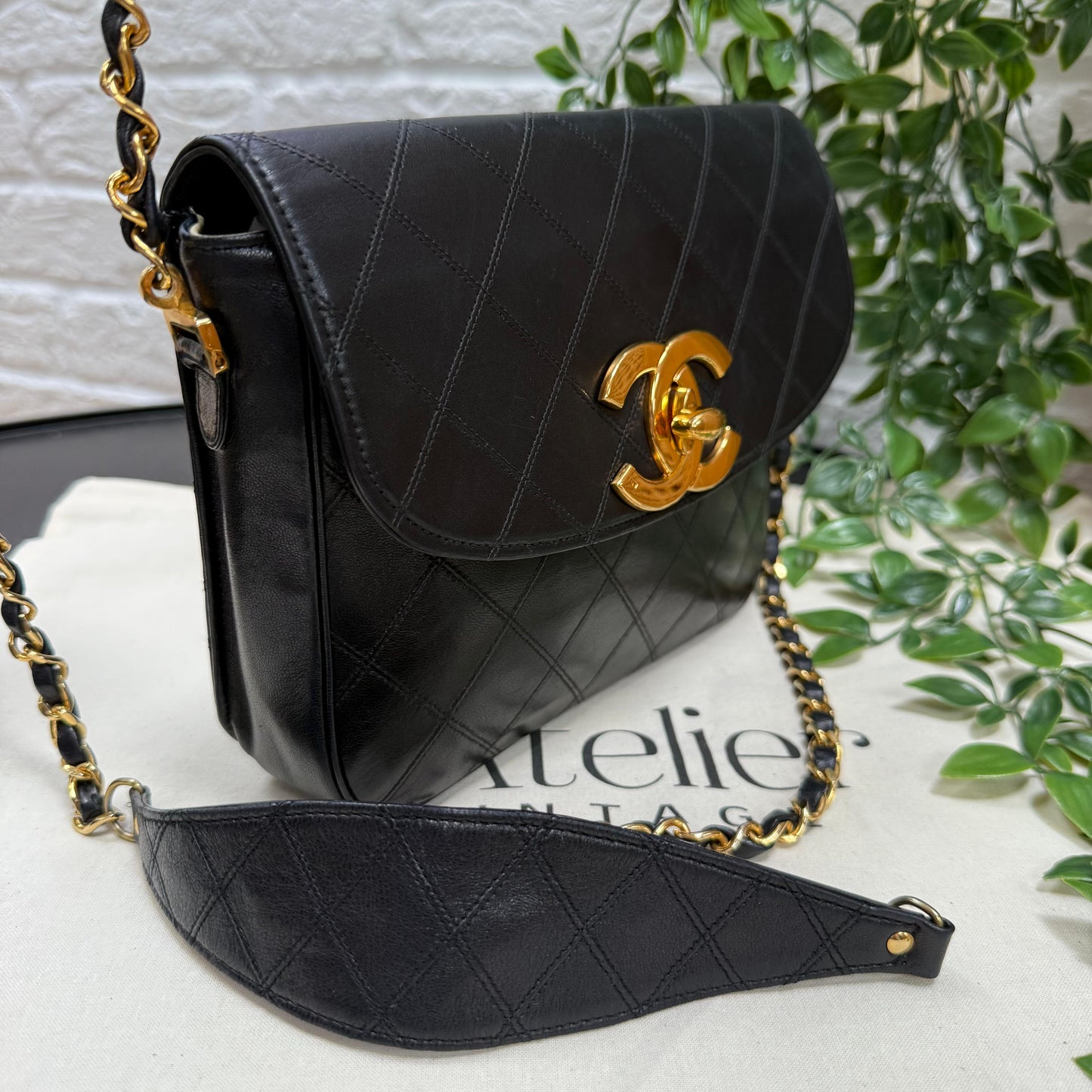 Chanel Jumbo CC Clasp Black Lambskin Cross Body