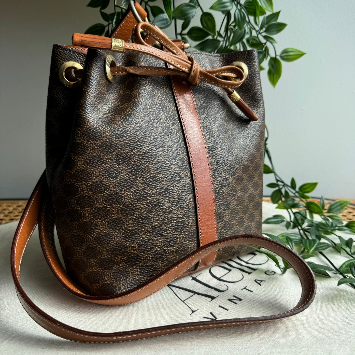 Celine 1980s Macadam Bucket Bag
