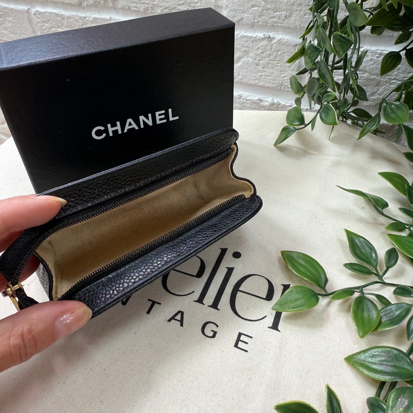Chanel 2000 Black Caviar Leather Pouch