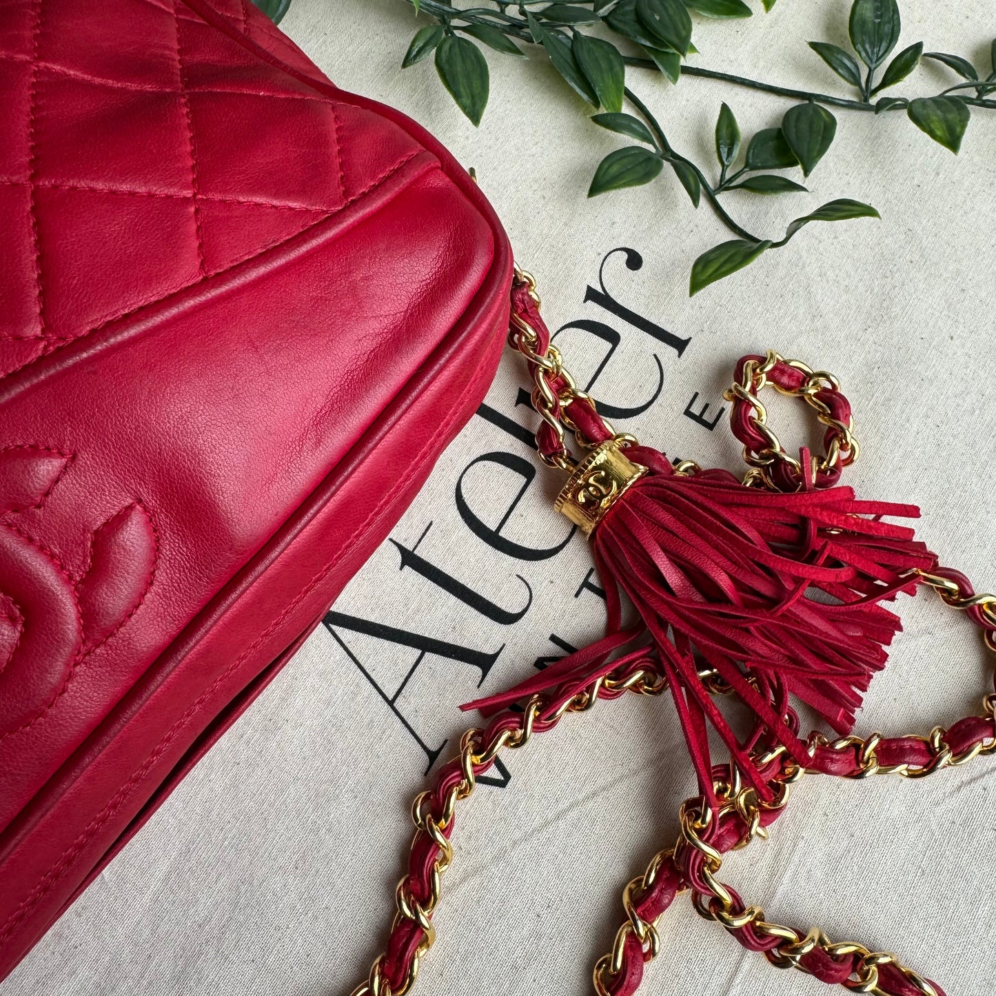 Chanel 1986 Red Vintage Tassel Camera Bag