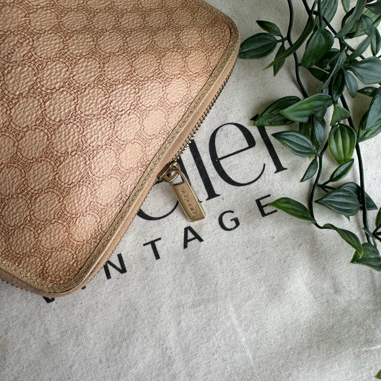 Celine Macadam Beige Pouch / Cosmetic Case