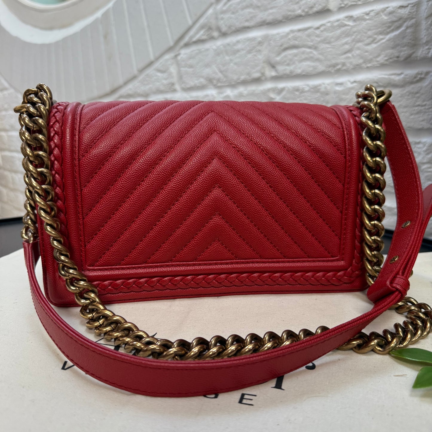Chanel 2018 Rare Le Boy Caviar Leather Chevron & Braided Trim