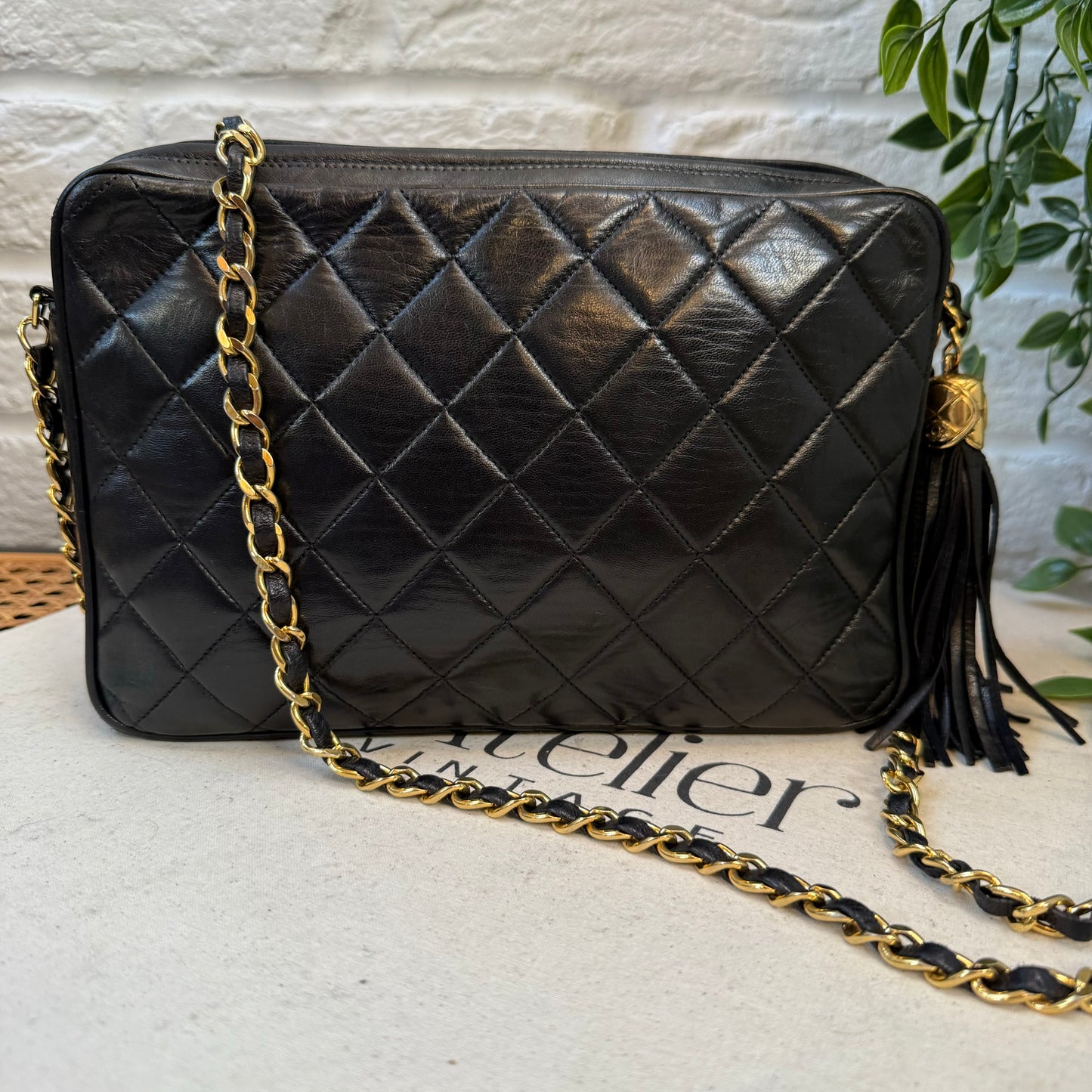 Chanel 1989 CC Quilted Vintage Tassel Camera Bag