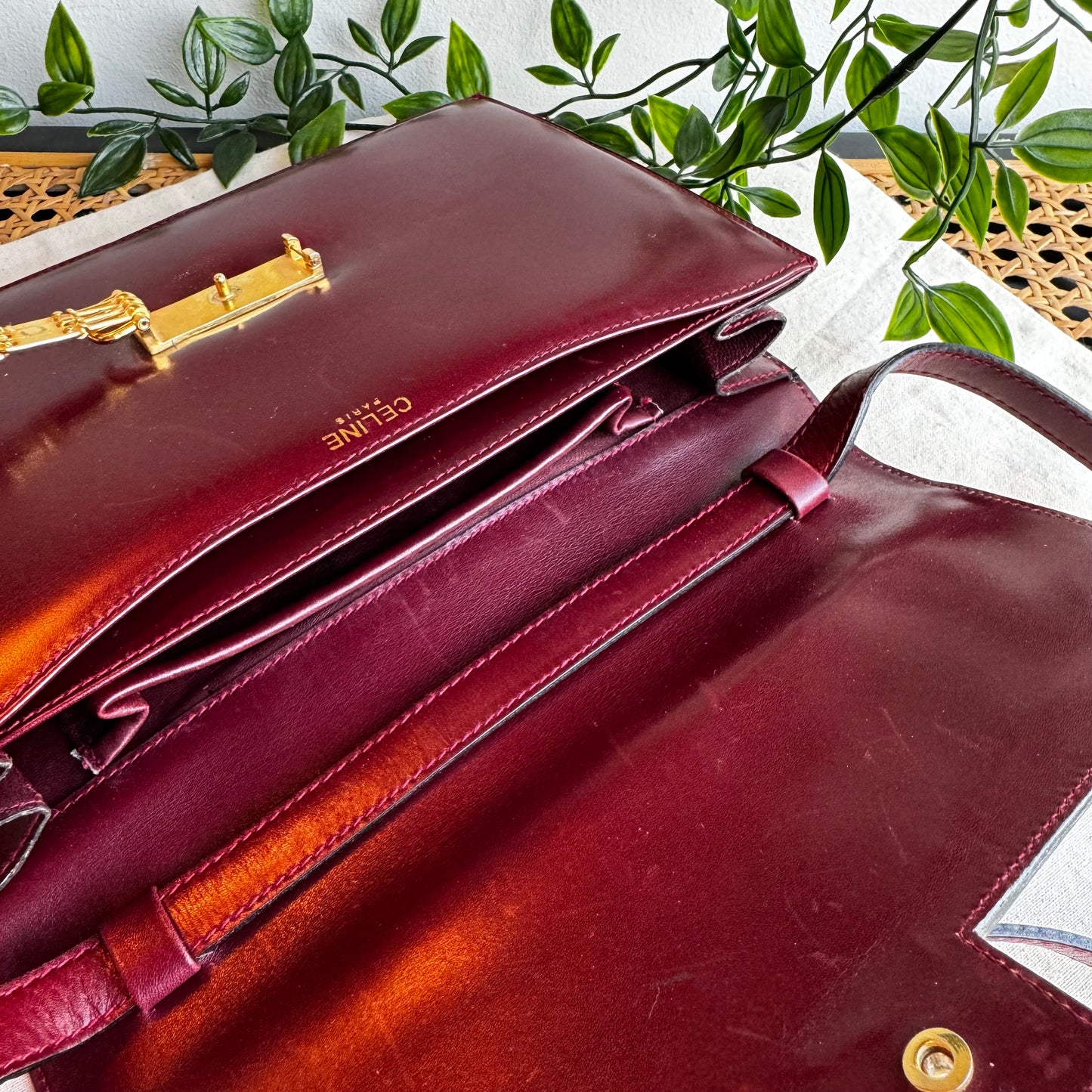 Celine Vintage Bordeux Paris Clasp Bag