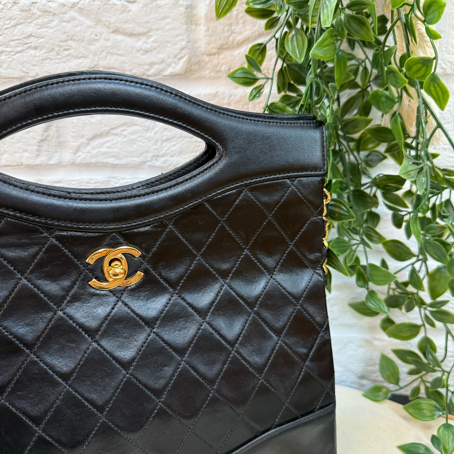 Chanel 1989 Top Handle Two Way Turn Lock Bag