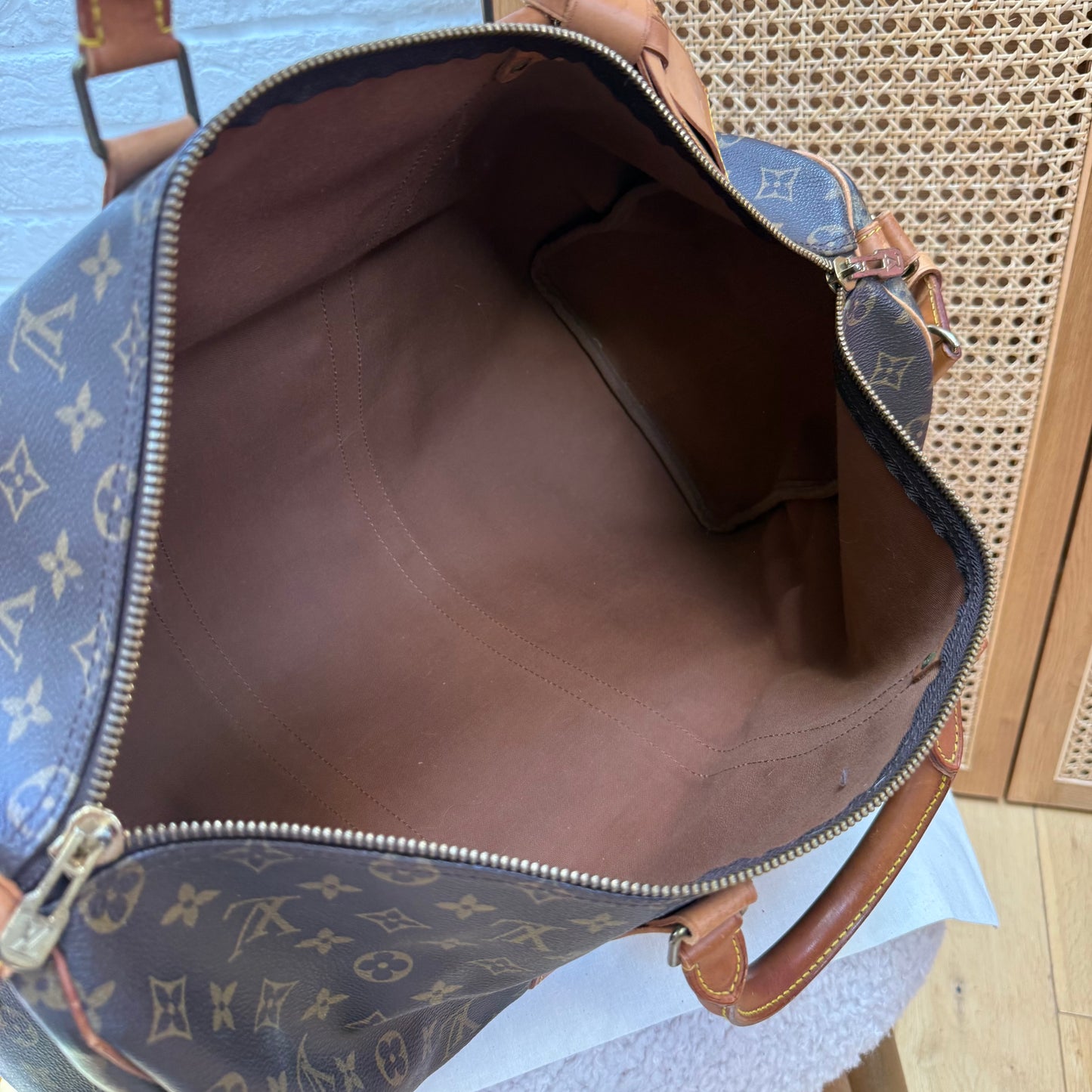 Louis Vuitton 1987 Keepall Bandoulier 50 with luggage tag & handle strap