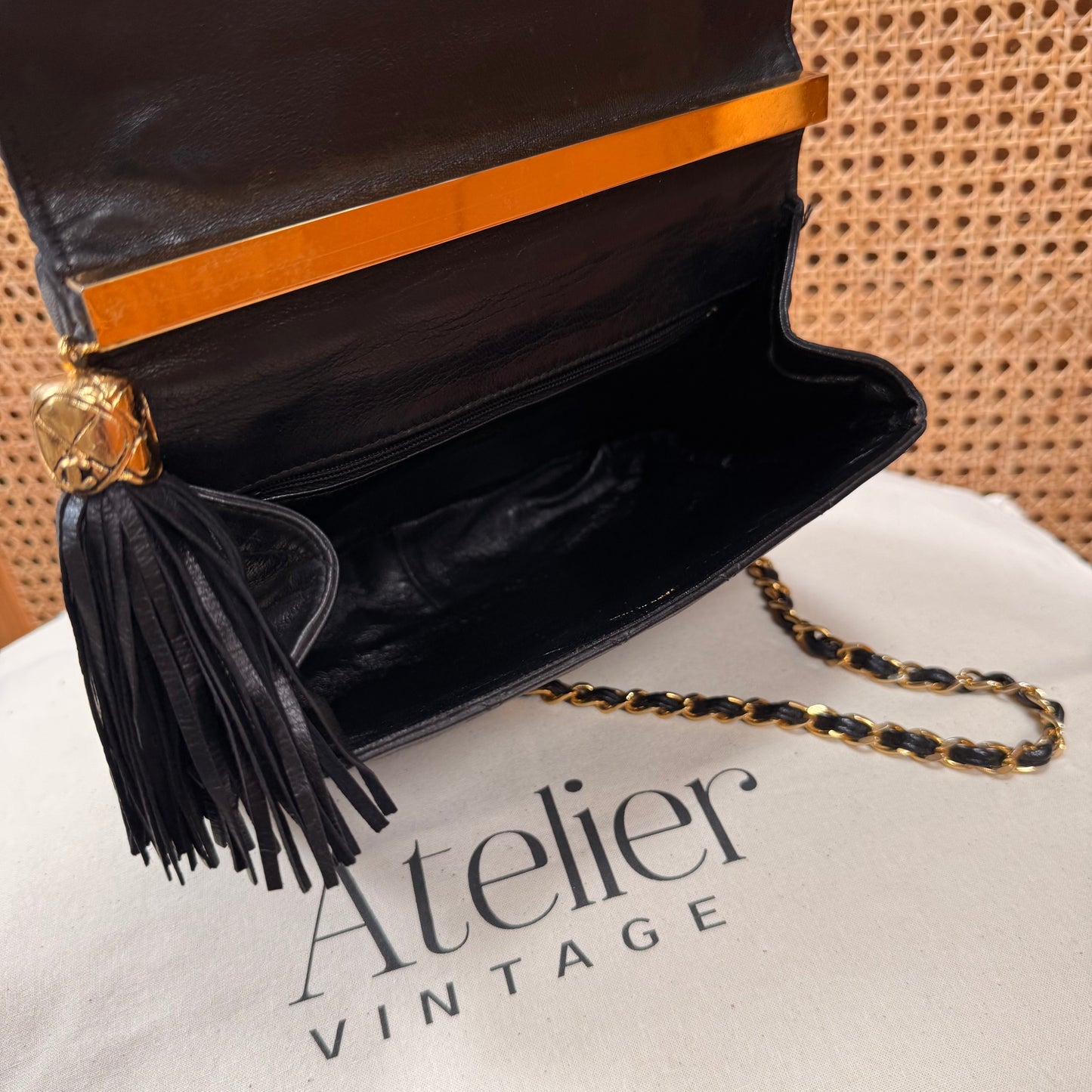 Chanel Rare 1989 Envelope Camera Style Tassel Bag
