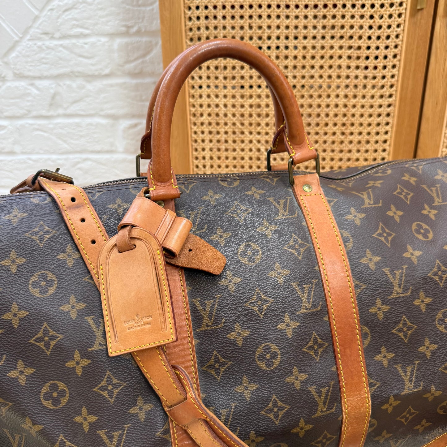 Louis Vuitton 1987 Keepall Bandoulier 50 with luggage tag & handle strap