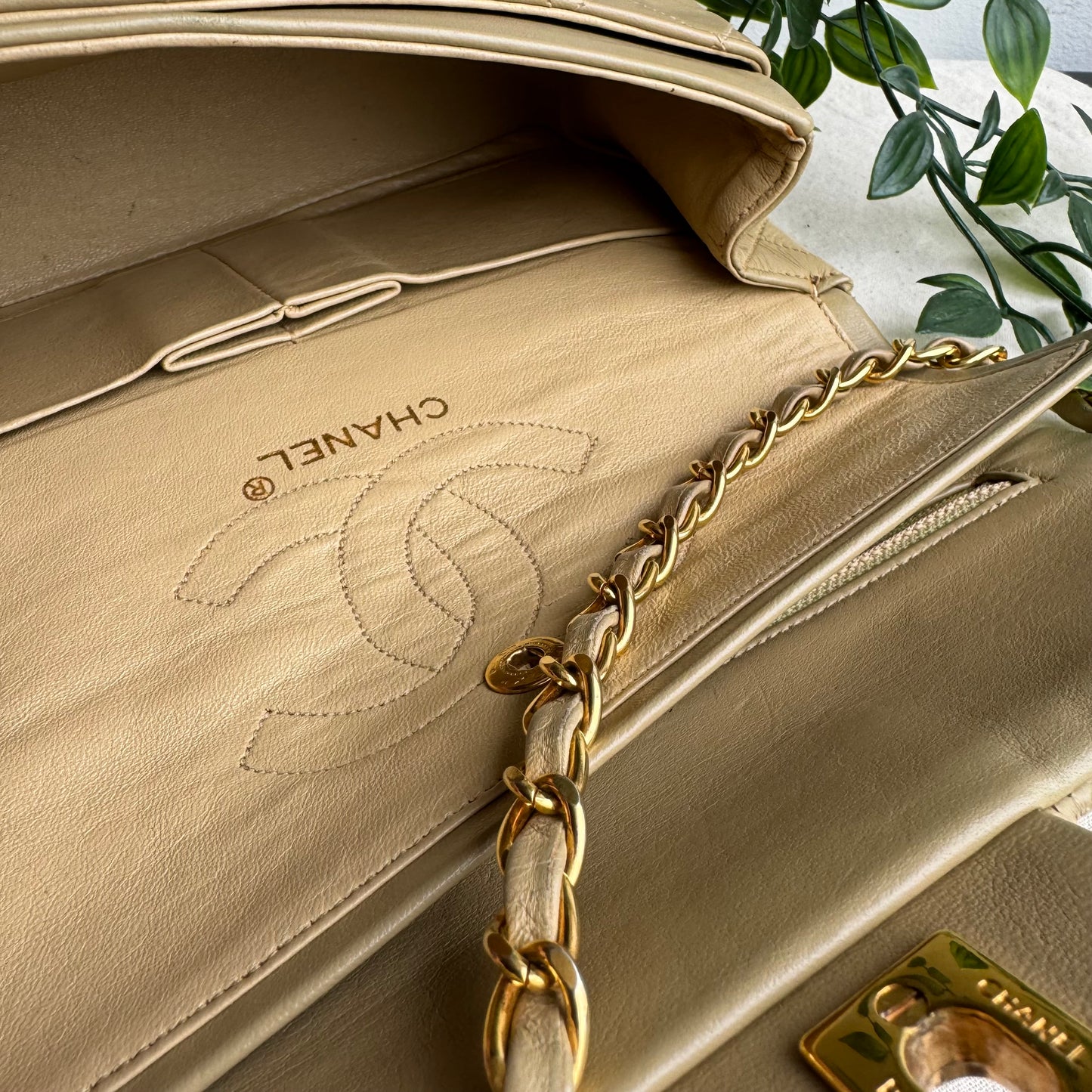 Chanel 1986 Beige Classic Double Flap Small