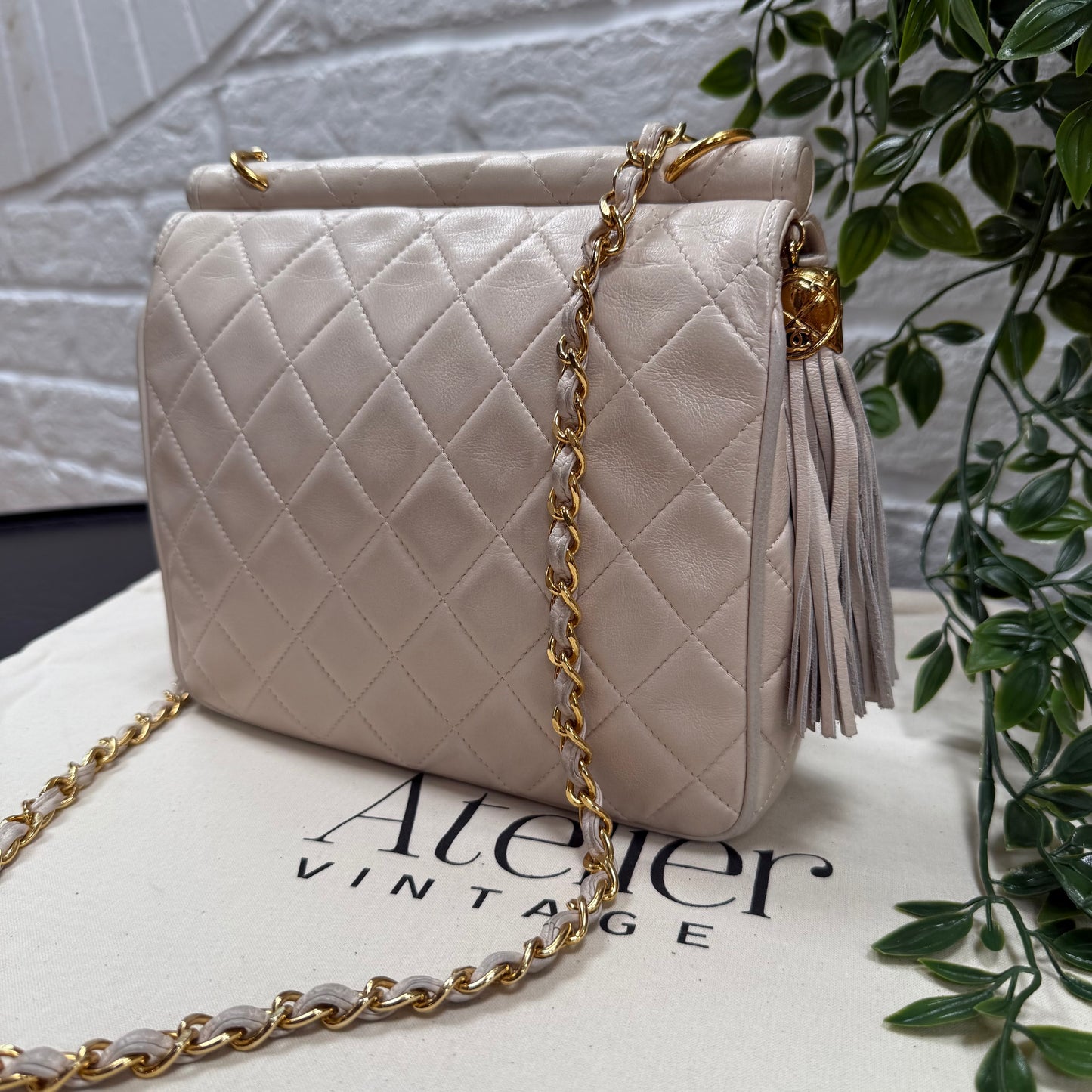 Chanel 1989 Rare Ivory Tassel Envelope Flap