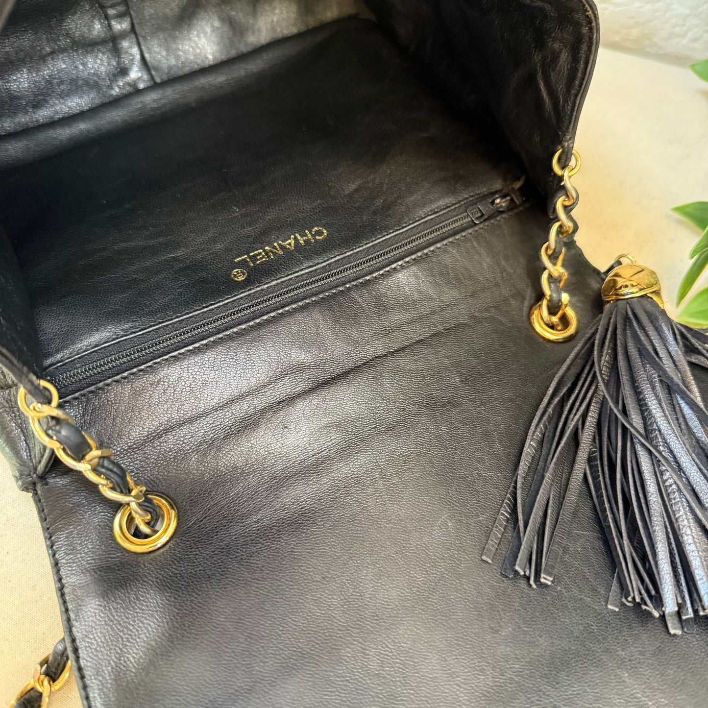 Chanel 1989 CC Quilted Tassel Single Flap