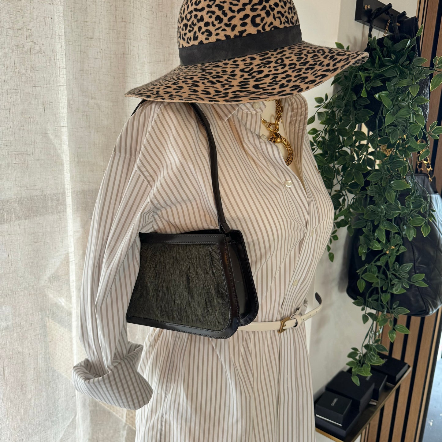 Celine 1990s Forest Green Pony Hair Shoulder Bag