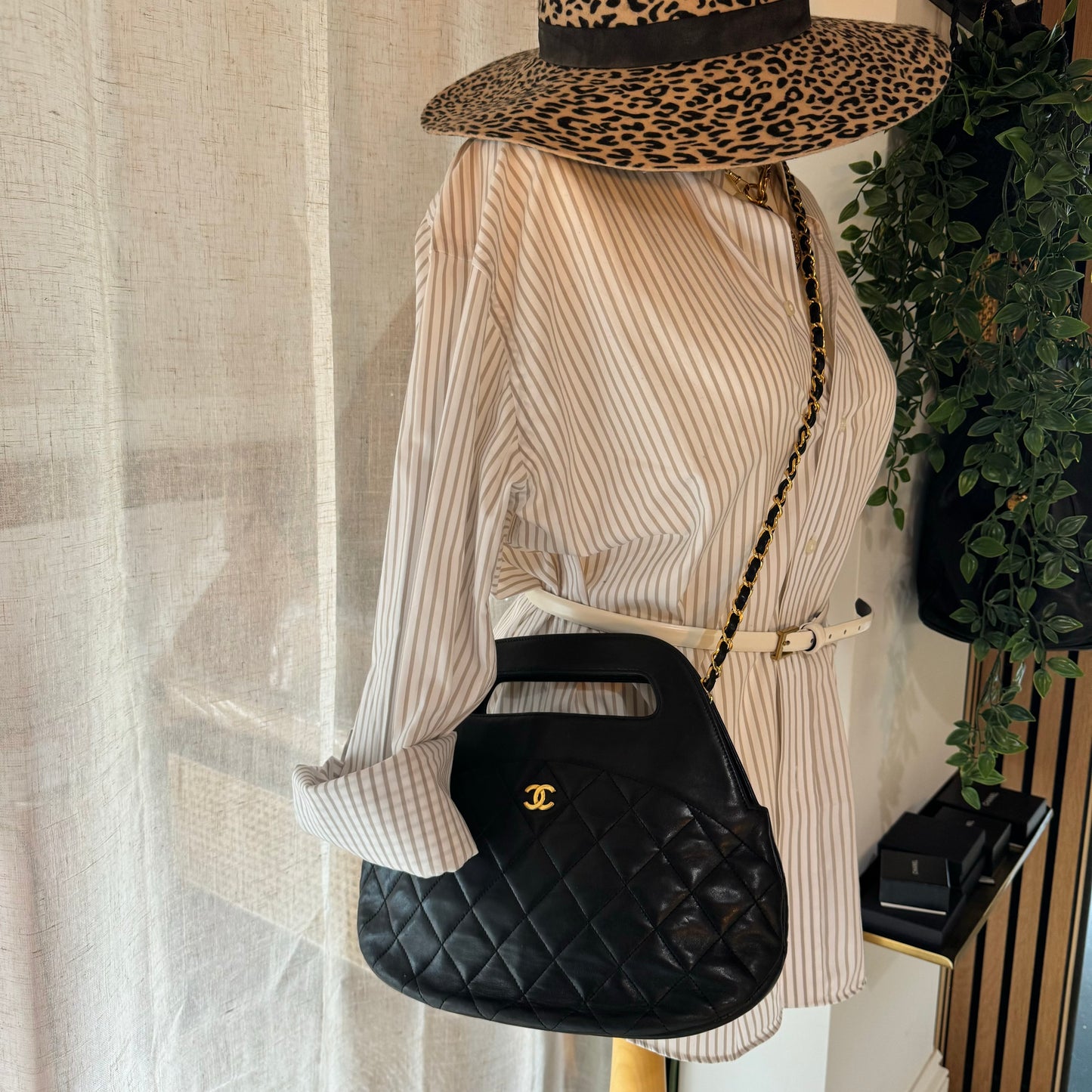 Chanel 1989 Quilted Lambskin Top Handle Two Way Bag