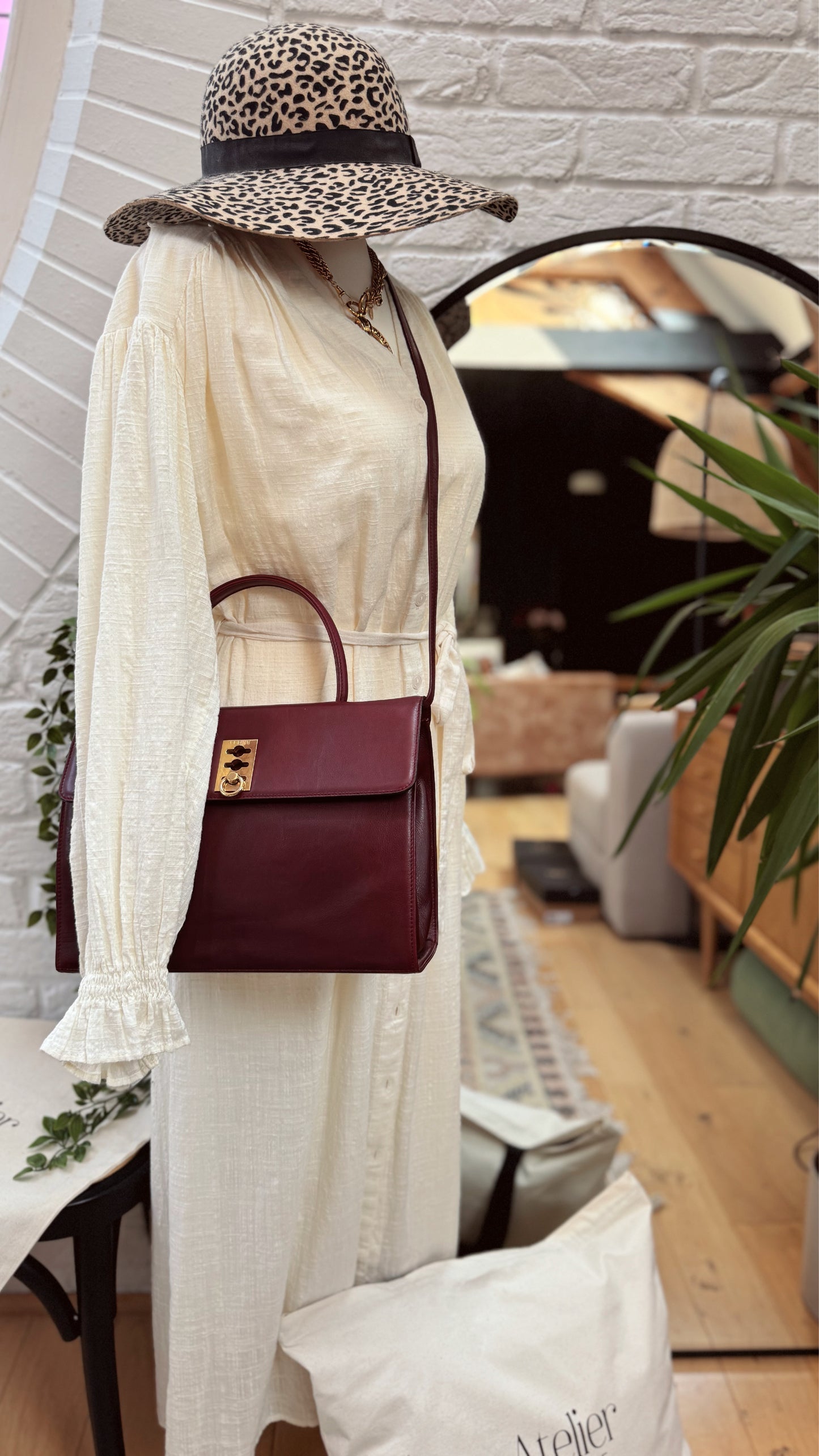 Celine 1990s Bordeaux Two Way Top Handle