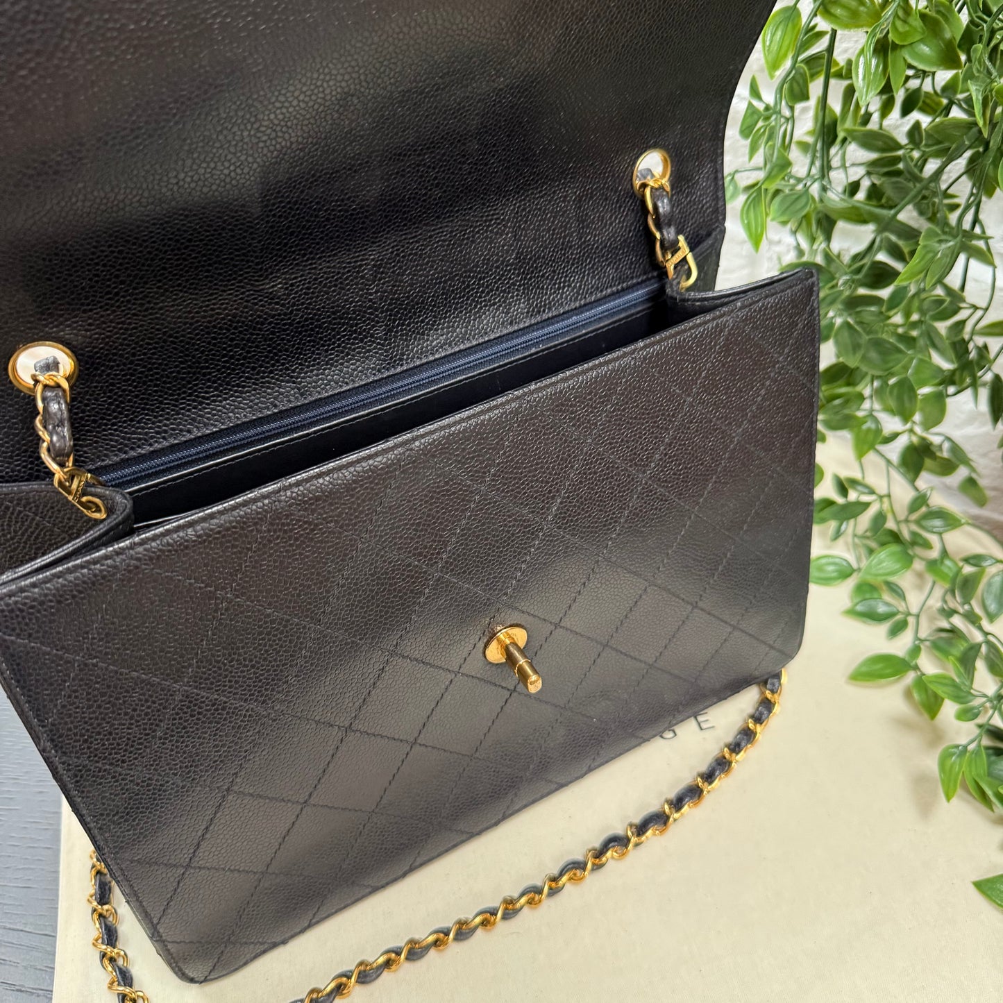 Chanel 1997 Very Rare Midnight Blue Caviar Single Flap